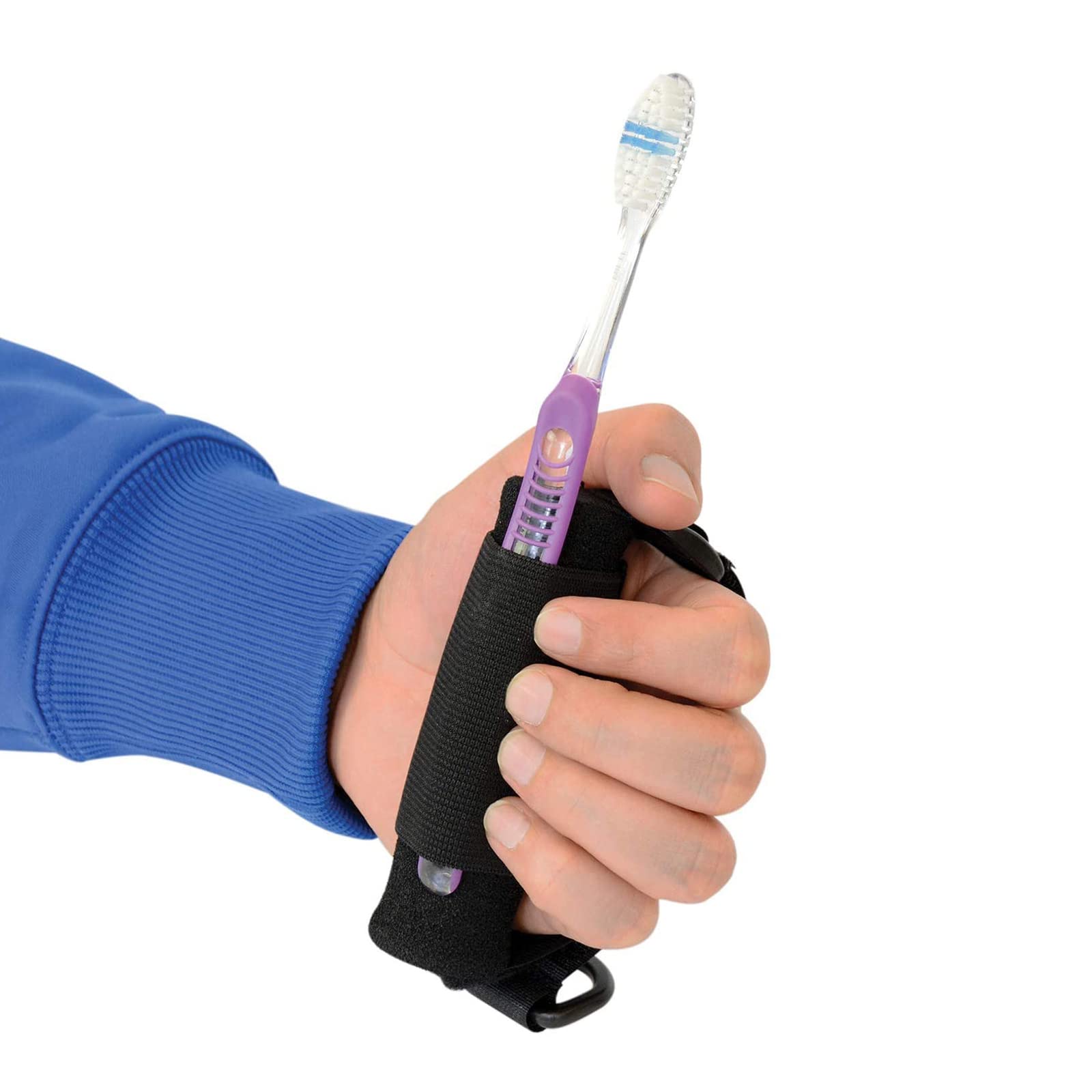 Universal Cuff Utensil Holder Strap - Adaptive Eating Aid for Parkinson's, Arthritis & Hand Tremors - Elderly Assistive Device for Holding Utensils, Writing Tools & Daily Activities (Black) - Perfect for Independent Dining & Self-Care at Home or Healthcare Facilities