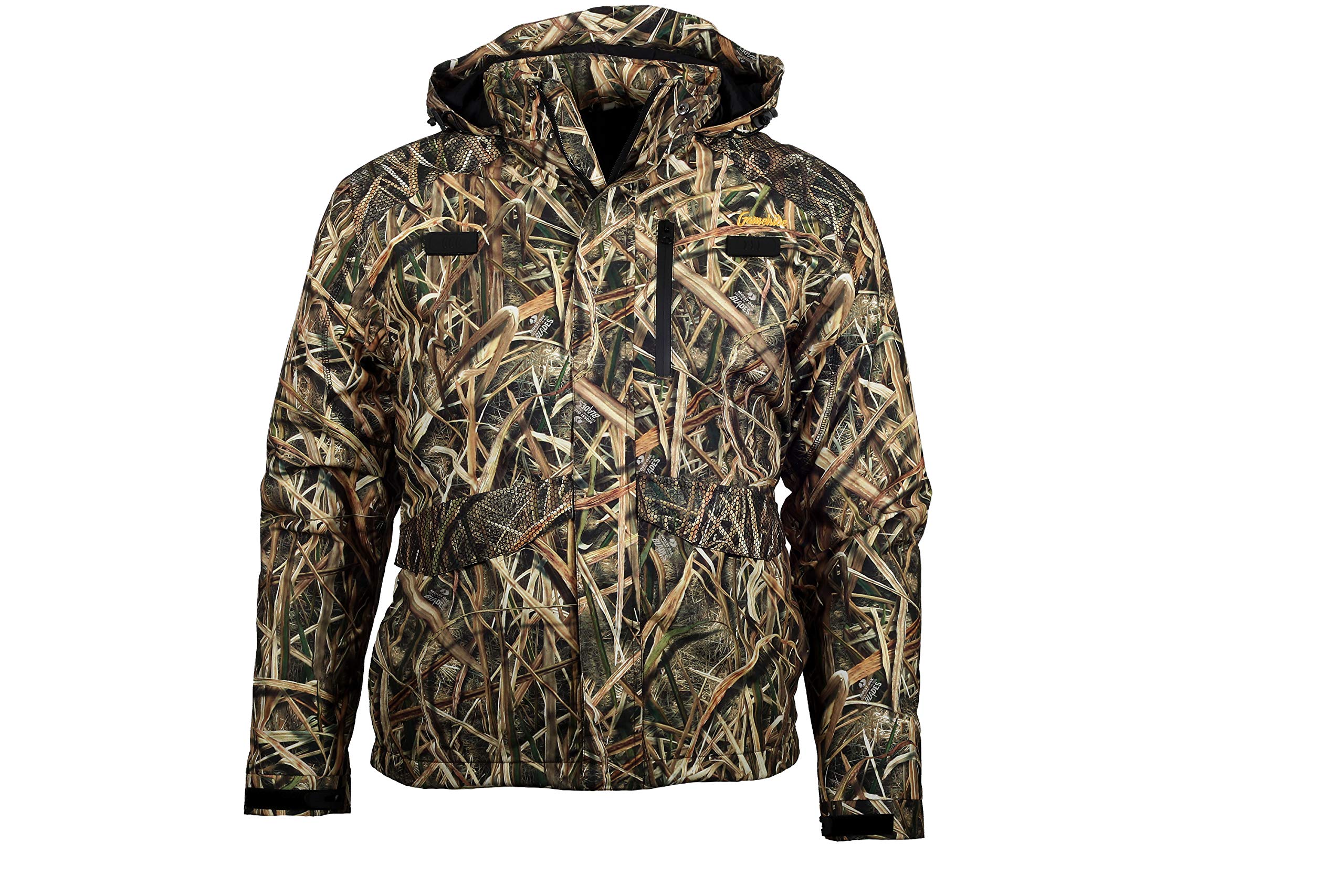 Gamehide Mid Weight Slough Creek Waterproof Waterfowl Hunting Jacket – Waterproof & Windproof Camo Hunting Coat for Duck & Goose Hunting in Wet Conditions