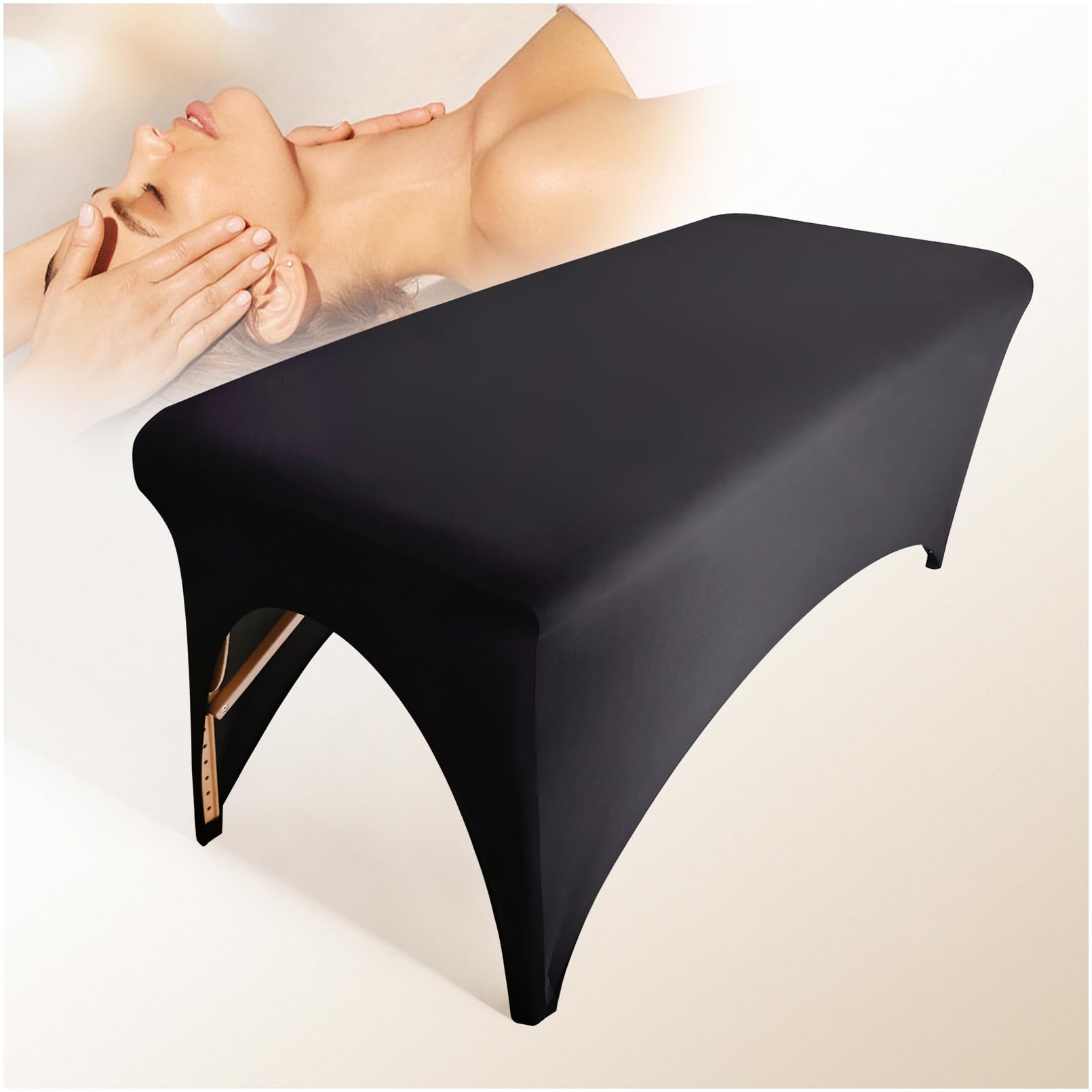 Professional Stretchy Spa Bed Cover - Waterproof Massage Table Protector for Lash Extensions, Waxing & Tattoo - Beauty Salon & Spa Essential (Black) | Perfect for Facial Treatments, Massage Therapy & Cosmetic Procedures