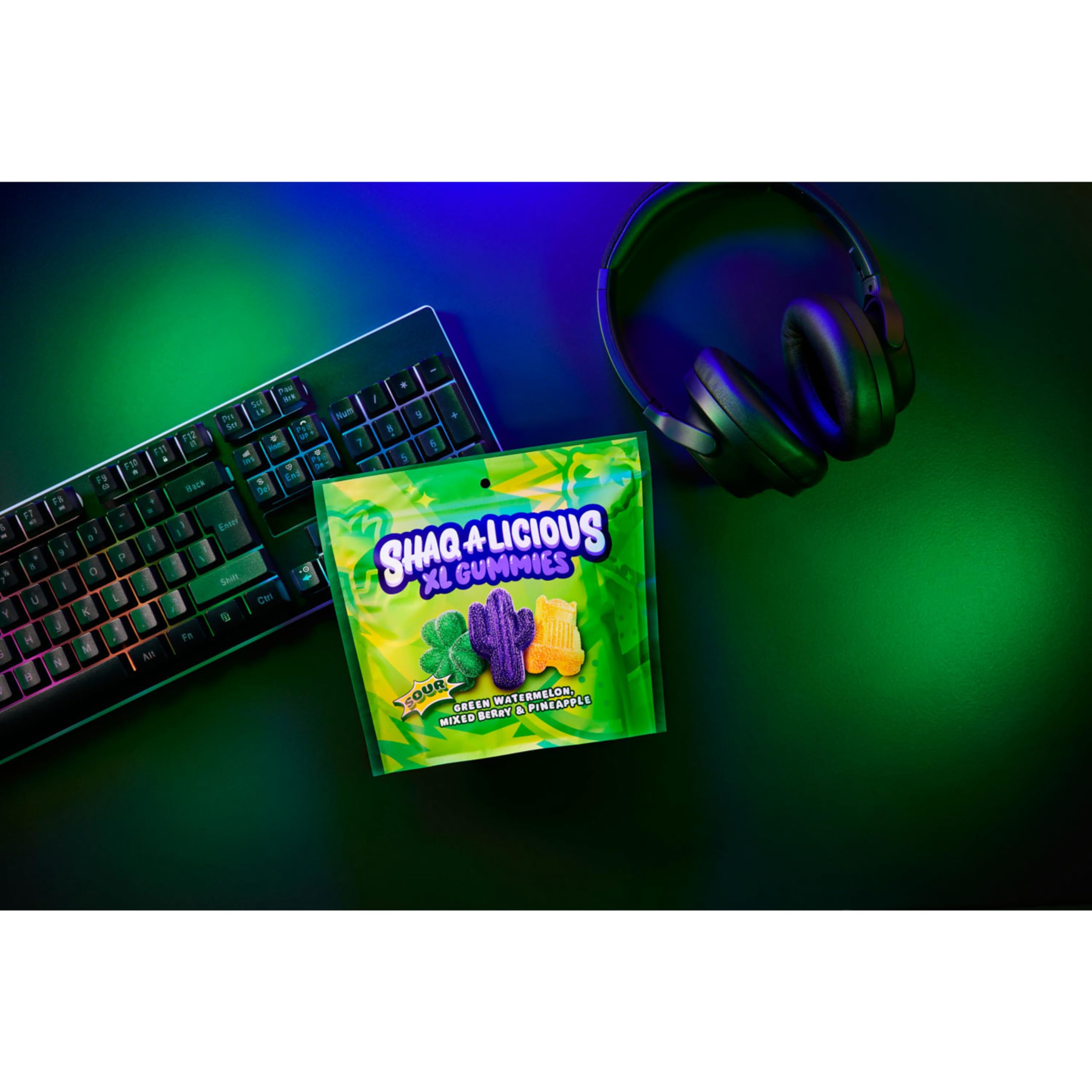 SHAQ-A-LICIOUS XL GUMMIES Sour Chewy Candy - 11.8 oz Bulk Bag - Perfect for Parties, Movie Nights & Snacking