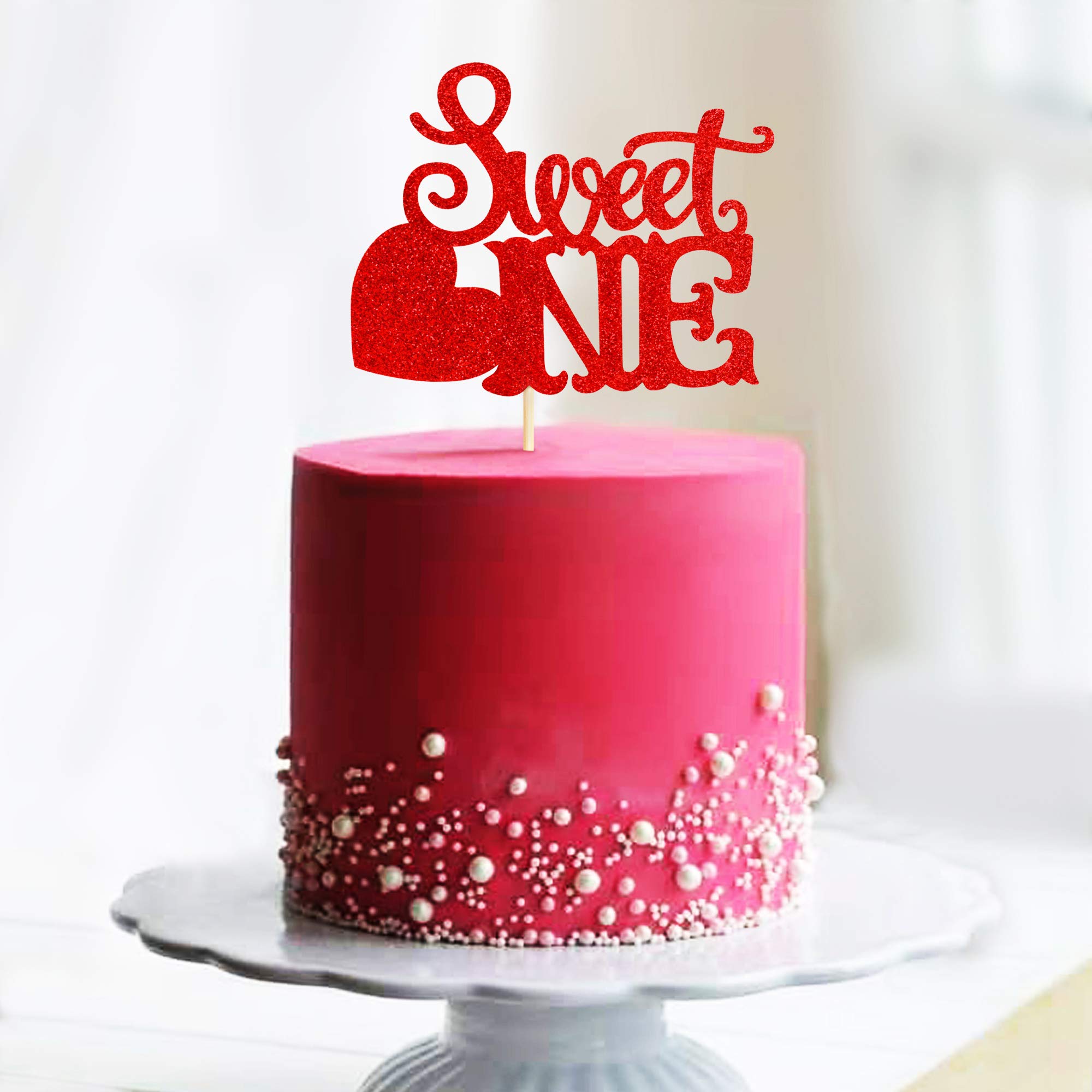 Red Sweet Valentine's Cake Toppers 1 Pack - Pink & Gold Donut Cake Decorations for Birthday & Party | Perfect for Valentine's Day, Anniversary, and Wedding Celebrations