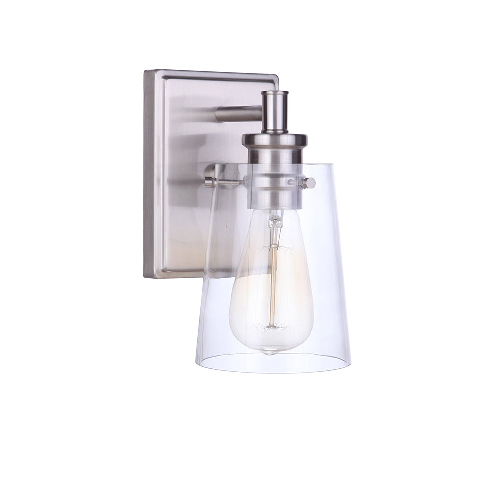 Mia 1 Light Wall Sconce in Satin Nickel Finish - Modern Indoor Lighting for Bedroom, Living Room & Hallway