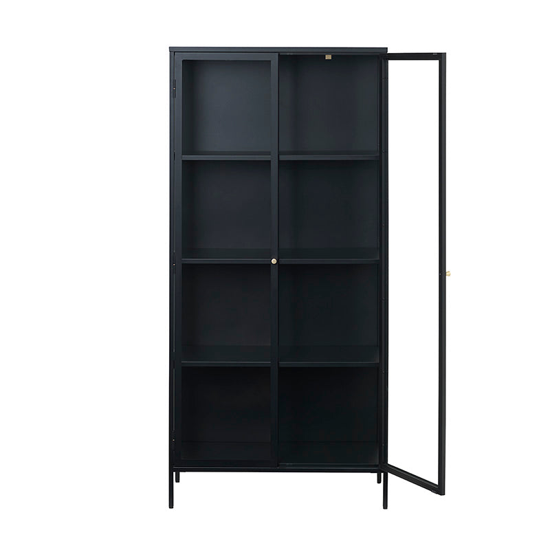 CARMEL 2 Door Glass Display Cabinet 90x190cm Black - Perfect for Living Room, Dining Room, or Office Storage & Display