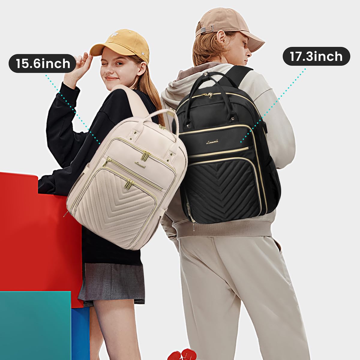 LOVEVOOK 15.6 Inch Laptop Backpack for Women - USB Charging Port, Waterproof Work Backpack, Teacher Bag for Travel & Commuting - Antique White | Perfect for Office, School & Business Trips