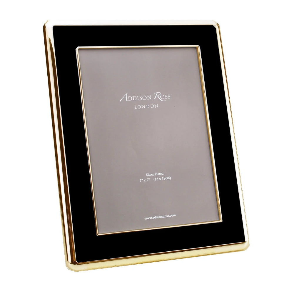 Addison Ross 5x7 Curved Enamel Photo Frame - Elegant Gold & Black Display for Wall or Tabletop | Perfect for Family Photos, Wedding Pictures & Home Décor