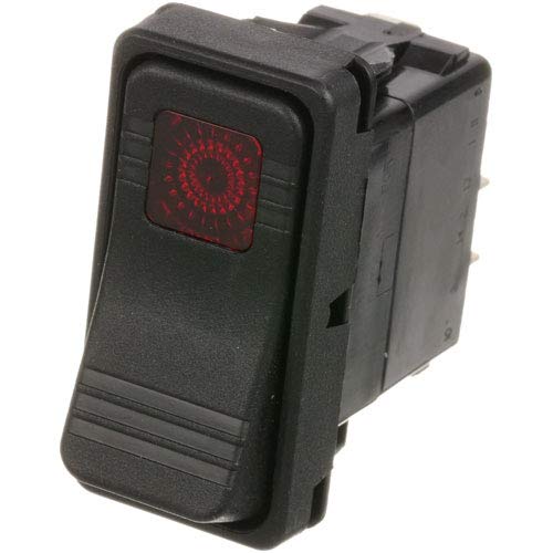 Middleby Marshall 50-1355 Rocker Switch 20 Amp 125V Red Lighted Replacement for Nu-Vu Oven 421732 - Commercial Bakery & Pizza Oven Repair Part