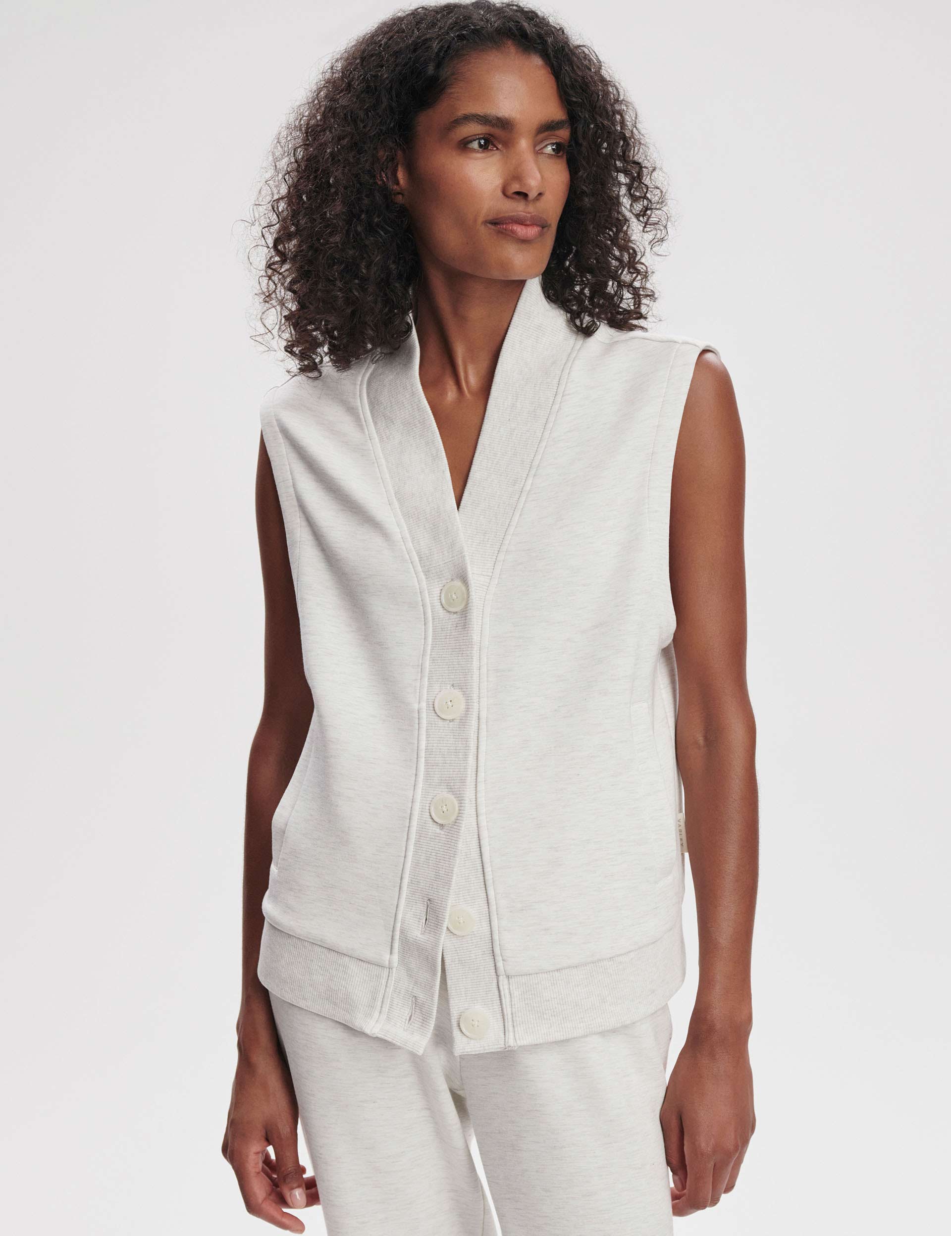 Vicky Button Gilet Ivory Marl - Women's Stylish Knit Vest for Fall & Winter, Casual Layering & Office Wear