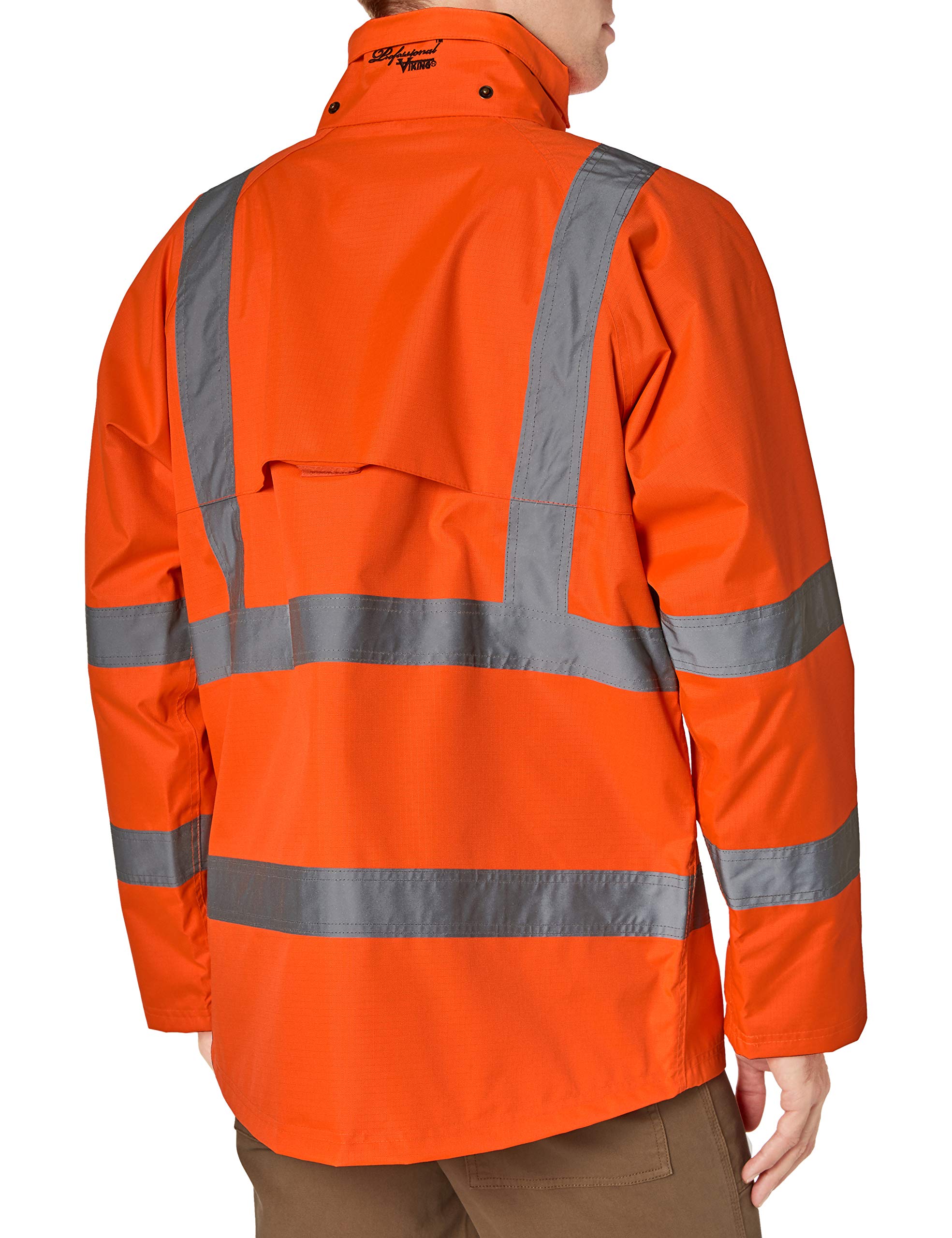 Viking Professional Journeyman 300 Denier Trilobal Rip-Stop Waterproof Hi-Vis Safety Rain Jacket with 2” Reflective Tape - Heavy Duty Workwear for Construction, Road Crews & Outdoor Safety Gear