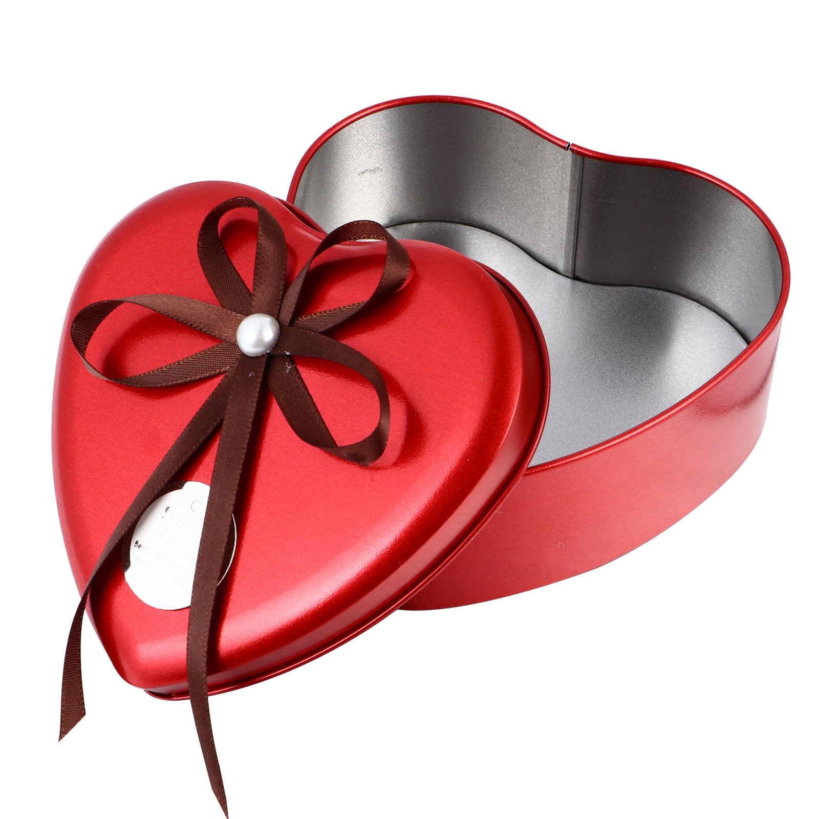 Heart-Shaped Tin Cookie Box with Lid - Small Metal Candy Storage Container for Gifts, Cookies & Treats - Perfect for Valentine's Day, Wedding Favors & Party Decor