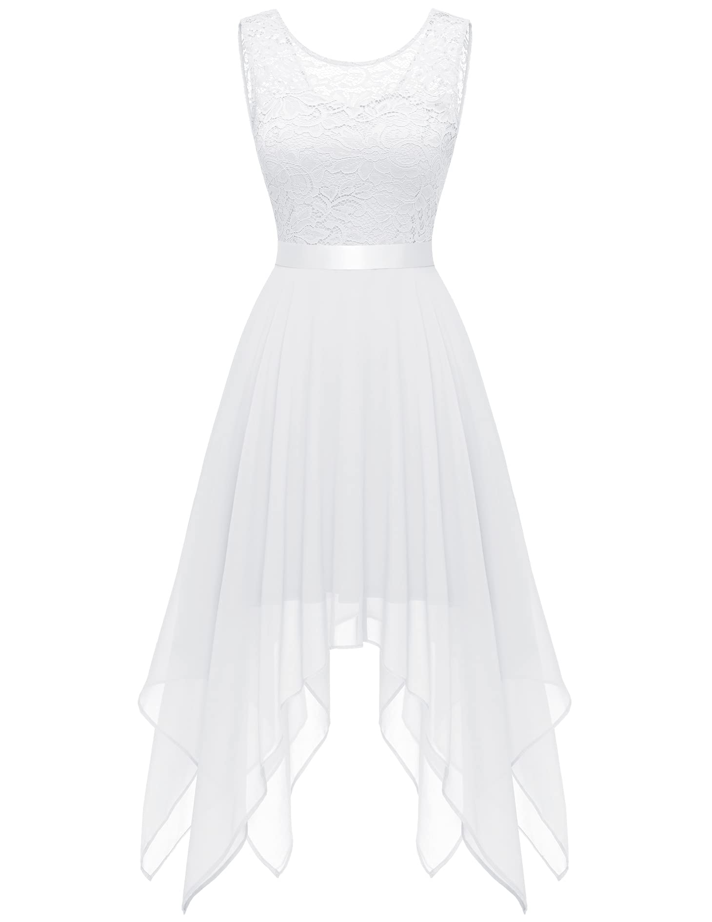 BeryLove Women's Elegant Vintage Bridesmaid Dress - Sleeveless Asymmetrical Cocktail Party Gown with Handkerchief Hem | Perfect for Weddings, Formal Events & Evening Parties