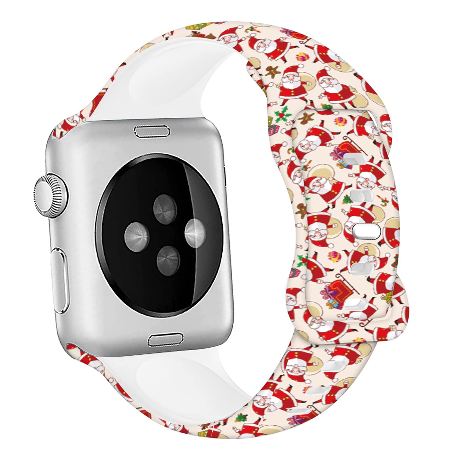Breathable Christmas Bands for Apple Watch 38mm 40mm 41mm - Soft Silicone Sports Strap Compatible with iWatch SE & Series 10/9/8/7/6/5/4/3/2/1 - Festive Santa Claus Design - Perfect for Holiday Gifts, Workouts & Everyday Wear