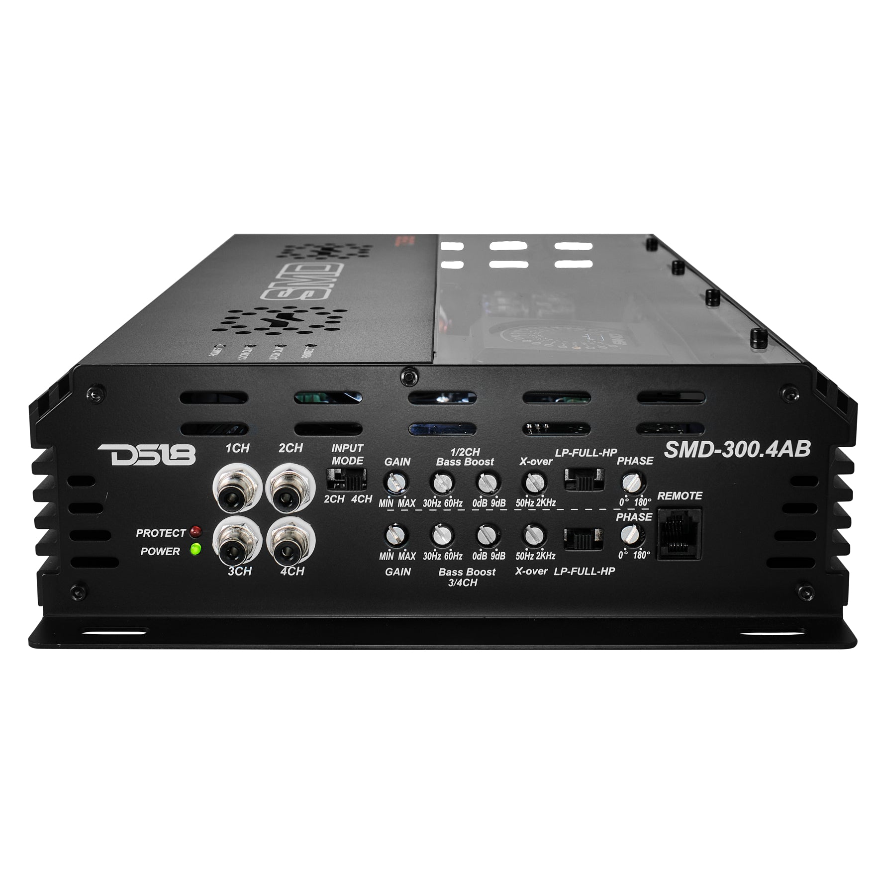 4 Channel Class AB Car Amplifier 300W x 4 @ 2 Ohm - SMD Digital LED Display with Voltage Meter - High Power Audio Amp for Car Stereo System, Subwoofers, Home Theater - Steve Meade Designs
