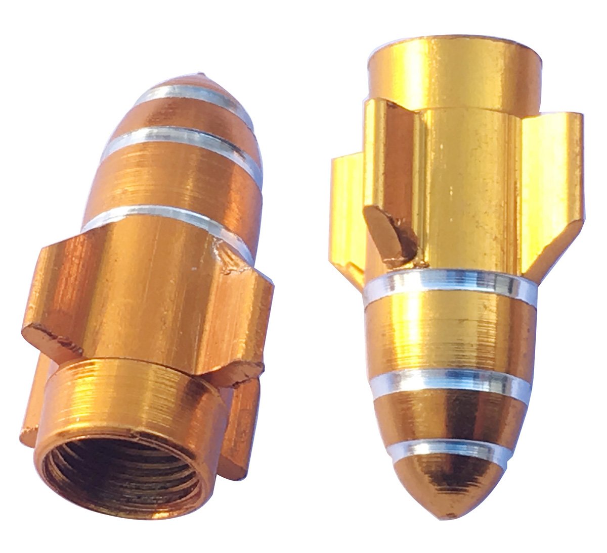2pcs Aluminum Orange Gold Motorcycle Tire Valve Stem Caps - Compatible with Harley-Davidson Freewheeler, Durable Dust Cover for Bike & Scooter Wheels - Perfect for Customization and Off-Road Riding