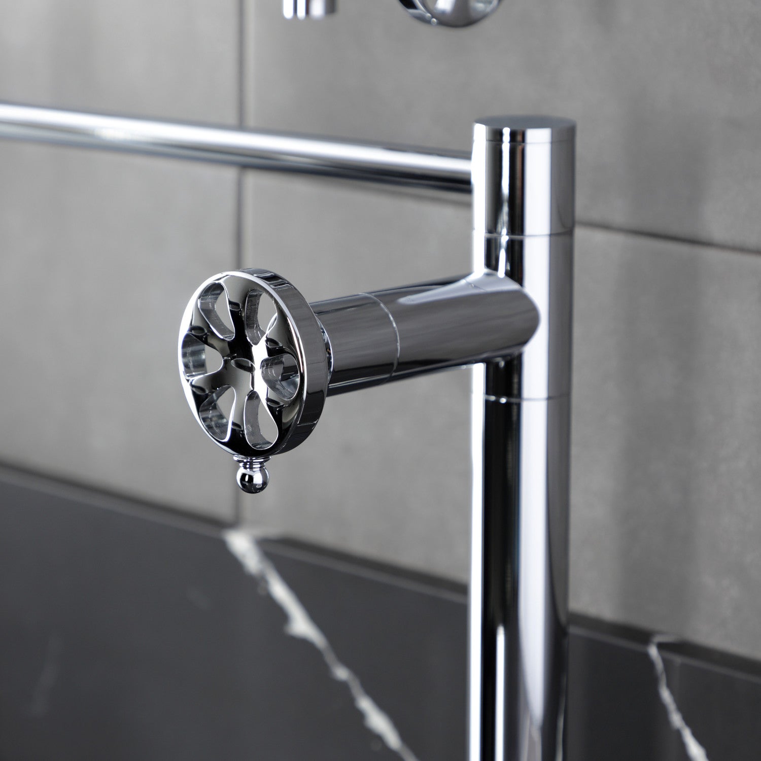 Belknap KS4701RX Two Handle Deck Mount Pot Filler Faucet - Polished Chrome Finish - Ideal for Kitchen Sink, Stove & Cooking Area