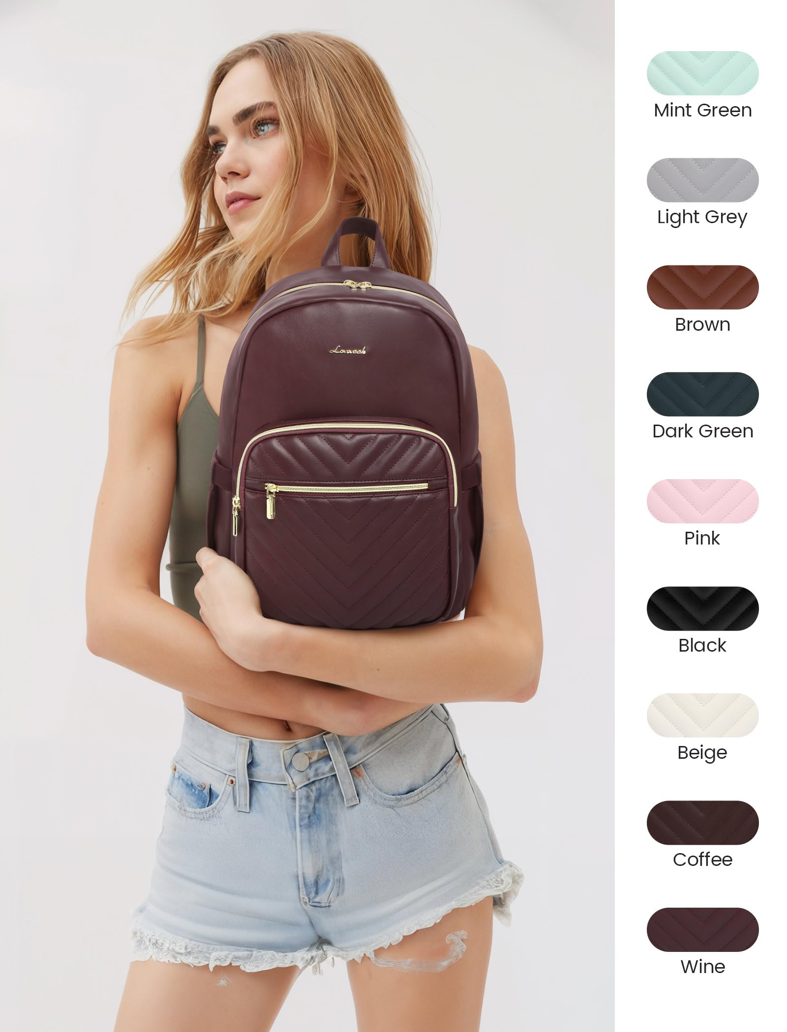 LOVEVOOK Women's Waterproof Mini Backpack Purse - Lightweight Small Backpack Set of 2 (Wine Red) - Perfect for Travel, Work, Gym & Daily Use