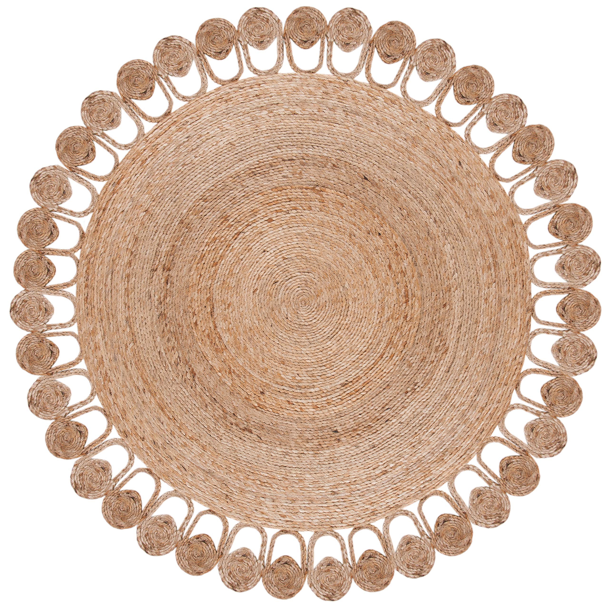 SAFAVIEH Handmade Boho Jute Area Rug 6' Round - Natural Fiber Round Collection NFB252A - Perfect for Living Room, Bedroom & Boho Decor