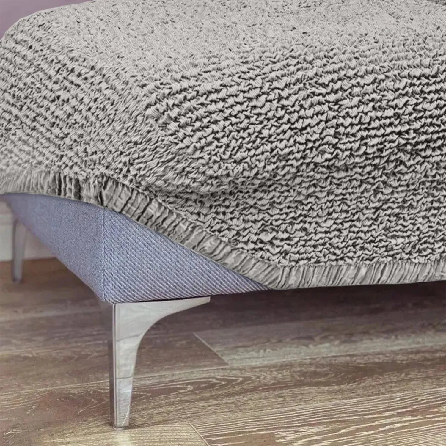 Ottoman Slipcover Medium - Mille Righe Collection - Stretchable Furniture Cover for Living Room, Bedroom & Office Decor