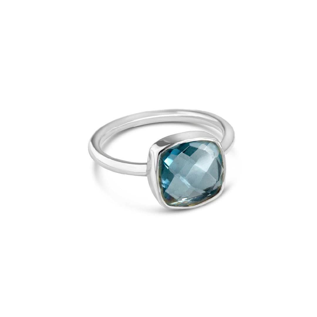 Blue Topaz Cocktail Ring in Sterling Silver - Elegant Jewelry for Parties, Weddings & Special Occasions