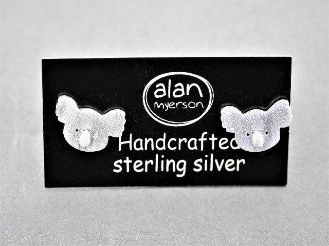 Sterling Silver Koala Face Stud Earrings - Cute Animal Jewelry for Women, Perfect for Casual Wear & Gifts