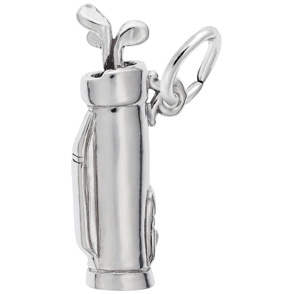 Sterling Silver Small Golf Bag Charm Pendant - Elegant Jewelry Gift for Golf Lovers - Perfect for Keychains, Zipper Pulls & Golf Accessories