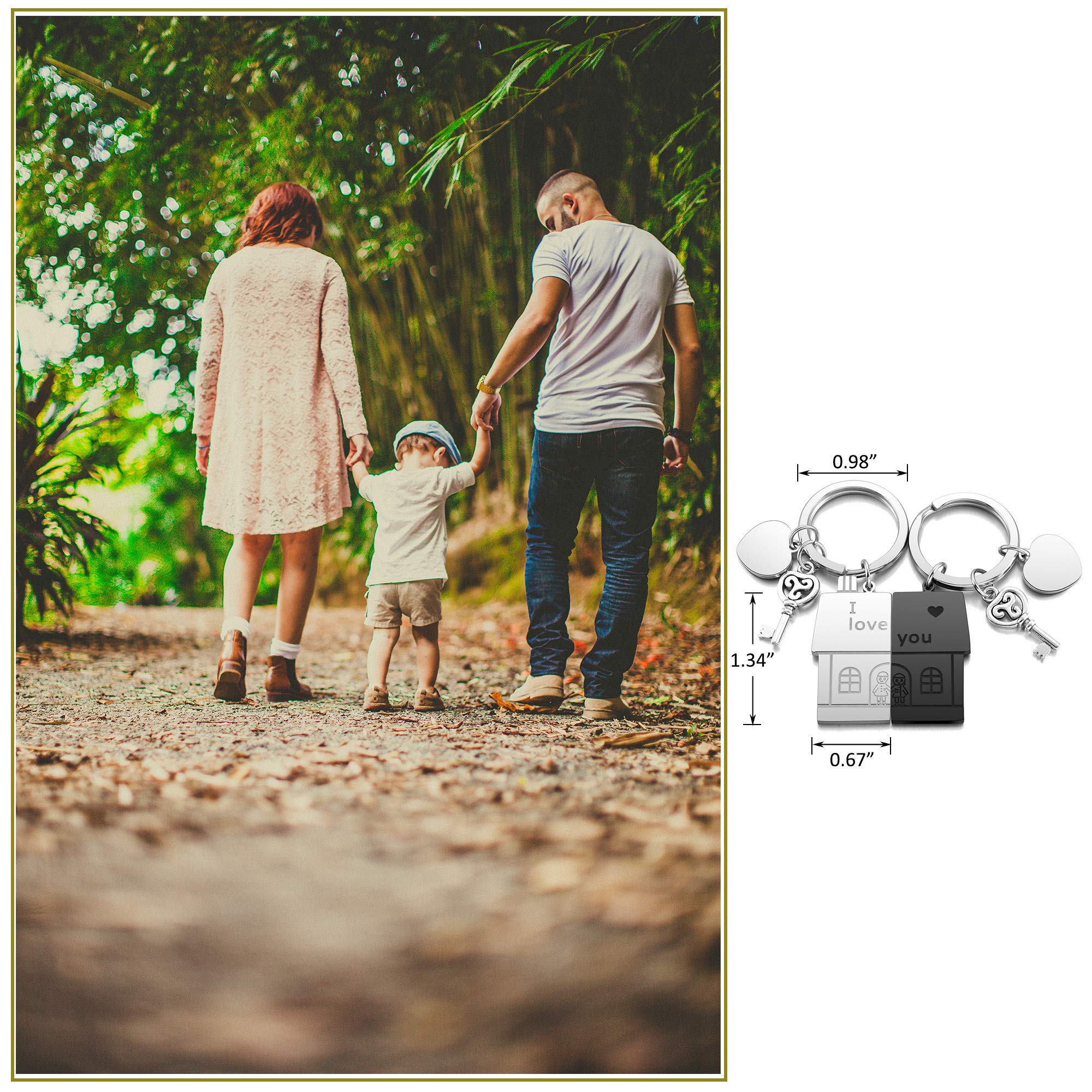 Custom Couples Keychain Set - Personalized Matching Puzzle Keyrings for Valentine's Day, Anniversary & New Home Gift - Romantic Couple Accessories for Keys, Housewarming & Everyday Use
