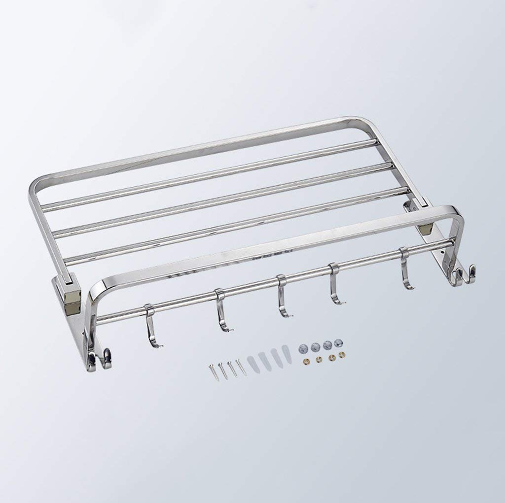 Stainless Steel Wall Mounted Towel Rack - Brushed Finish Collapsible Bathroom Shelf for Hotels & Homes | Space Saving Kitchen & Bathroom Storage Organizer | Perfect for Small Spaces, Apartments & RV Living