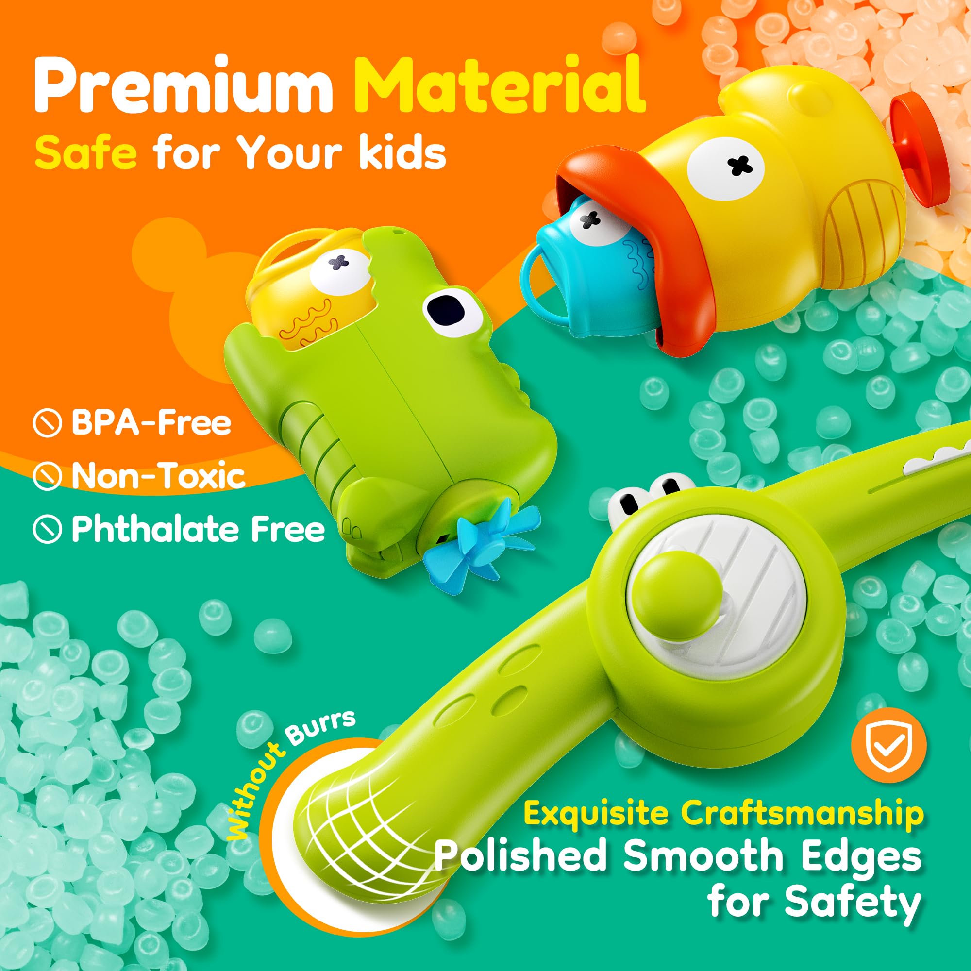 Non-Toxic Mold-Free Kids Bath Toys - Fun Toddler Fishing Game Set with Fishing Net, Perfect Birthday Gift for Boys & Girls Ages 3-5 | Water Play Toys for Bathtub, Pool & Beach | Encourages Sensory Play & Early Learning