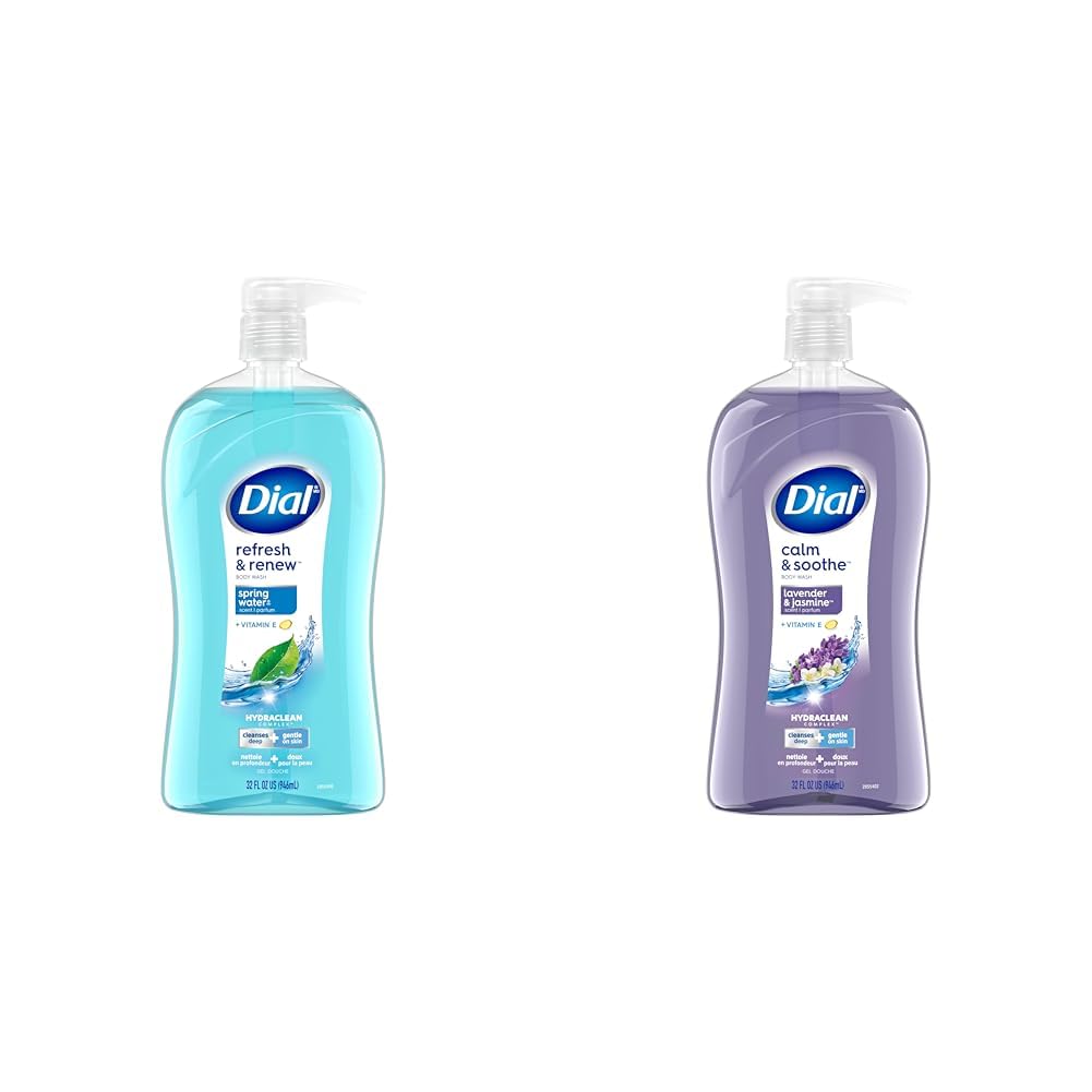 Refresh & Renew Dial Spring Water Body Wash 32 fl oz - Calm & Soothe Lavender & Jasmine Scent for Daily Shower & Relaxation