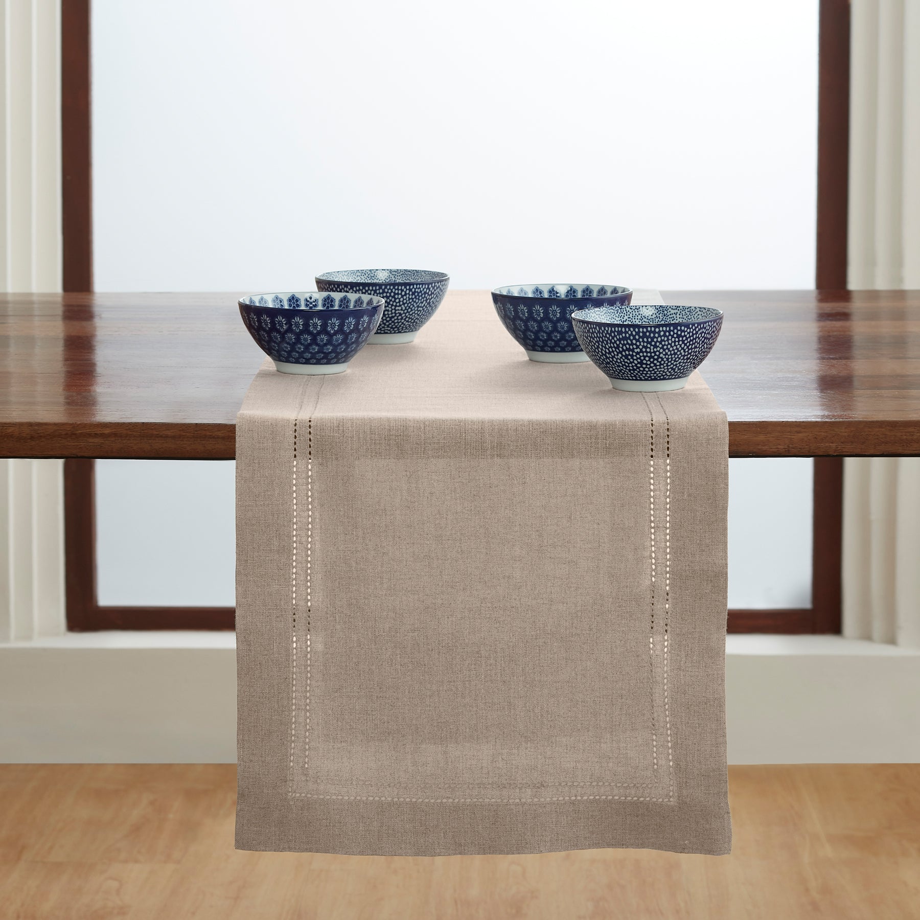 Premium Linen Double Hemstitch Table Runner - Elegant Dining Decor for Weddings, Parties & Home Decor