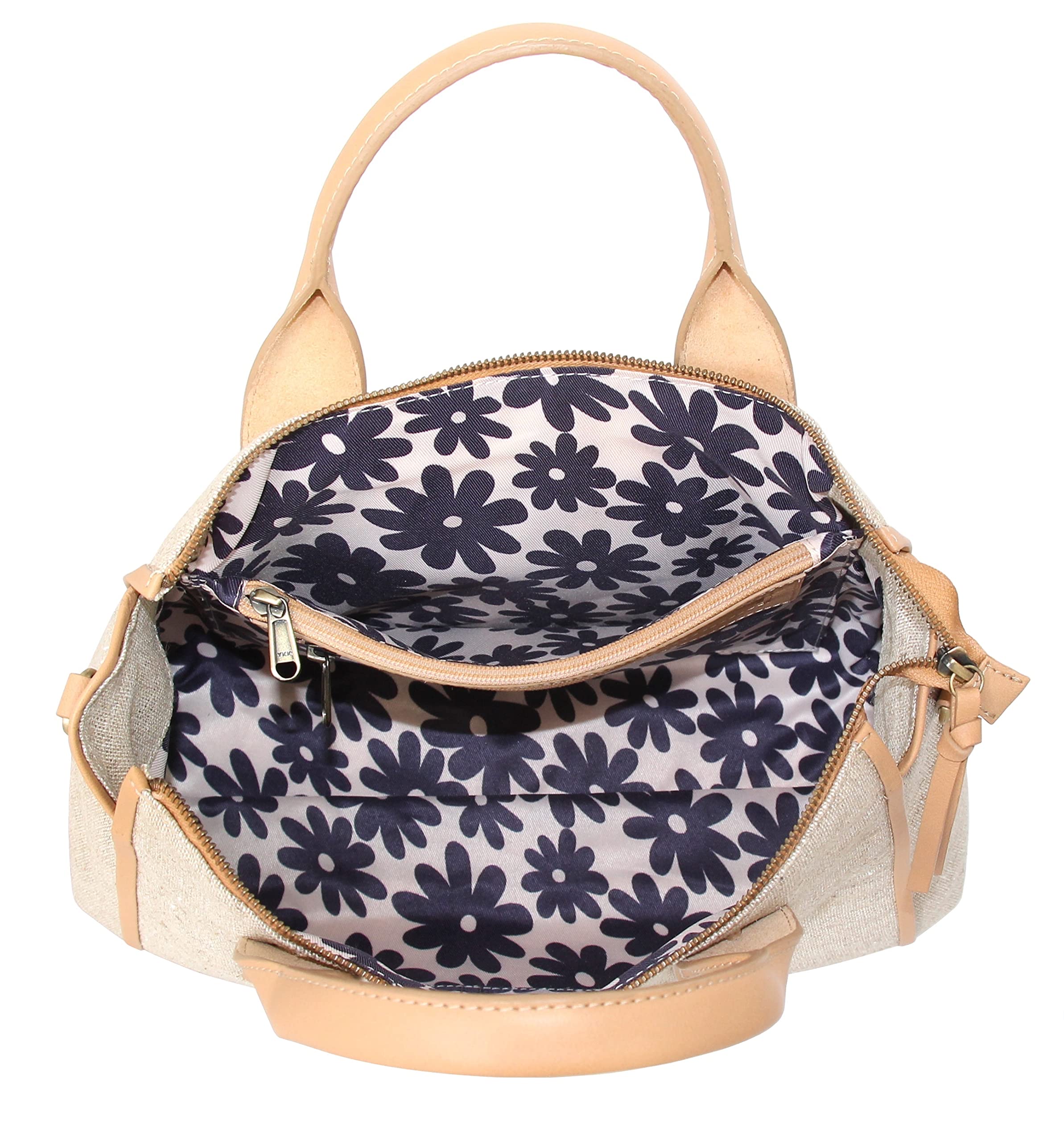 Stylish Britney Linen & Leather Satchel Handbag - Fashionable Crossbody Purse for Women, Perfect for Work, Travel & Everyday Use