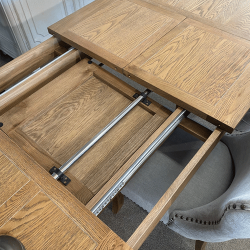 Hartley Extendable Dining Table with Crossbar Base - 82.7/102.4/122 Inches (2.1/2.6/3.1m) - Solid Wood Expandable Table for Dining Room, Kitchen, and Family Gatherings