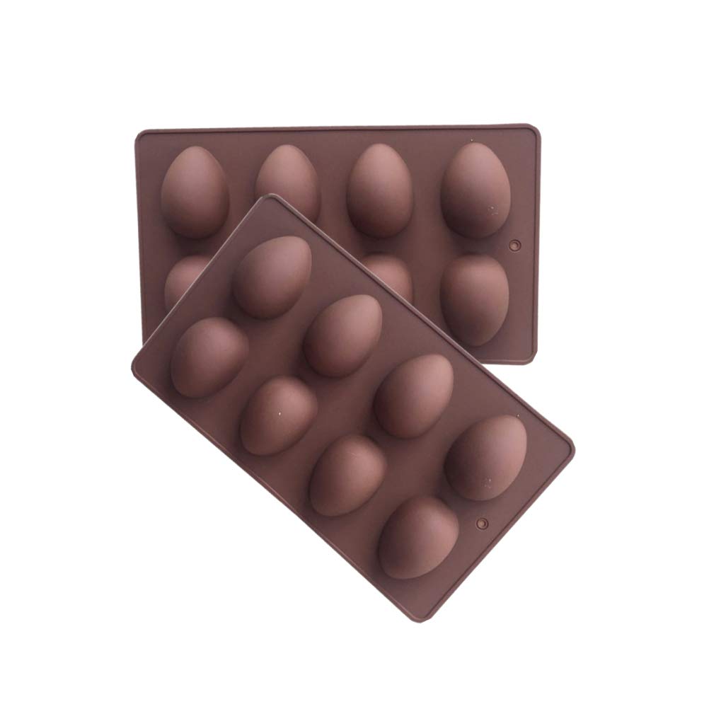 INOOMP 2-Pack 8-Cavity Egg Shaped Silicone Molds for Easter - Perfect for Making Chocolate Candies, DIY Desserts & Holiday Baking (Easter Egg Candy Molds, Chocolate Molds, Baking Supplies)