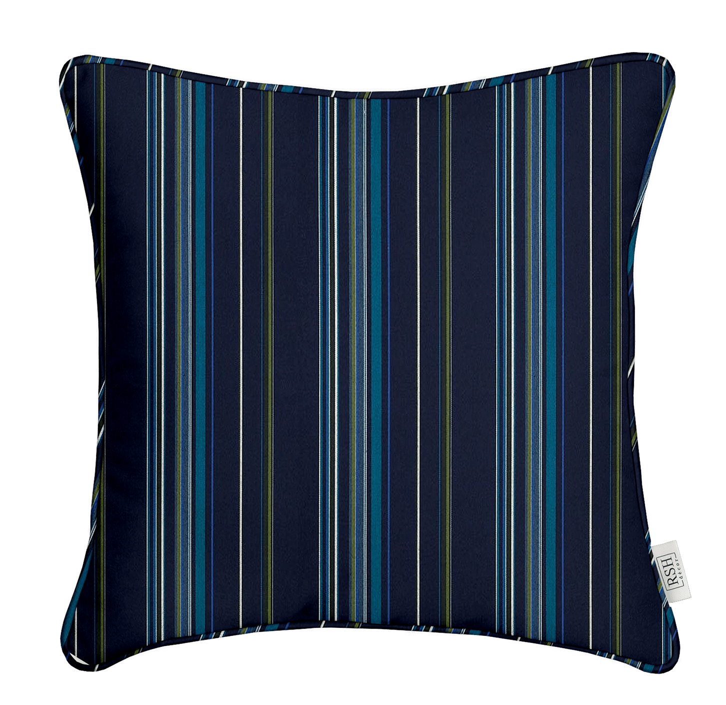 Sunbrella Stripes Corded Square Throw Pillow - Water-Resistant Outdoor Cushion for Patio, Sofa & Deck - UV & Fade Resistant Decorative Pillow Cover
