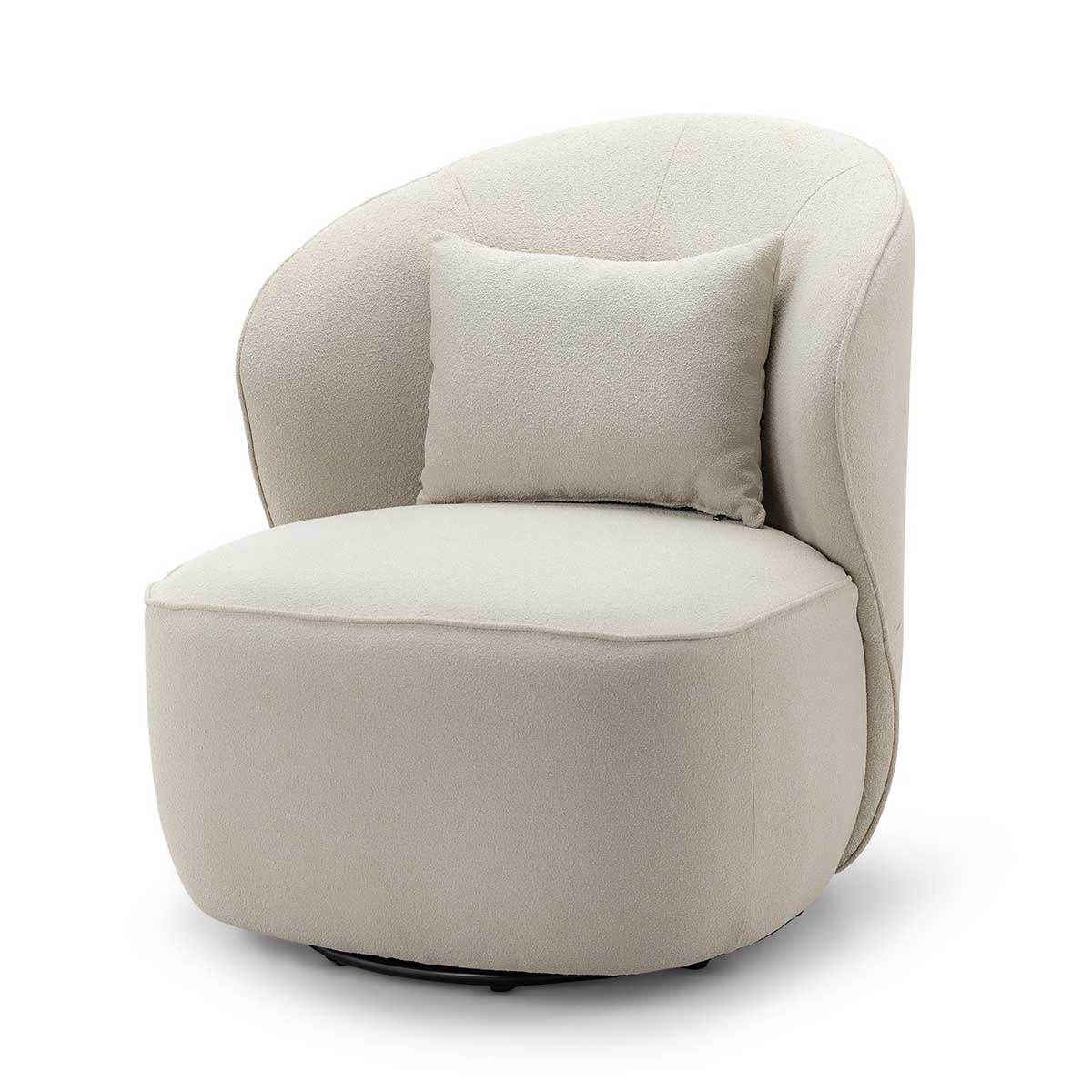 Atlas Boucle Swivel Lounge Chair - Modern Velvet Accent Chair for Living Room, Bedroom & Office - Comfortable Upholstered Armchair with 360° Rotation - Perfect for Reading, Relaxing & Home Decor