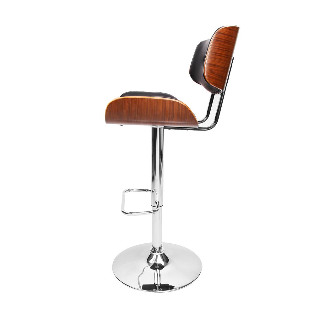 Adjustable Gas Lift Bar Stool - PU Leather Seat, Black - Perfect for Home Bars, Kitchen Islands & Dining Areas
