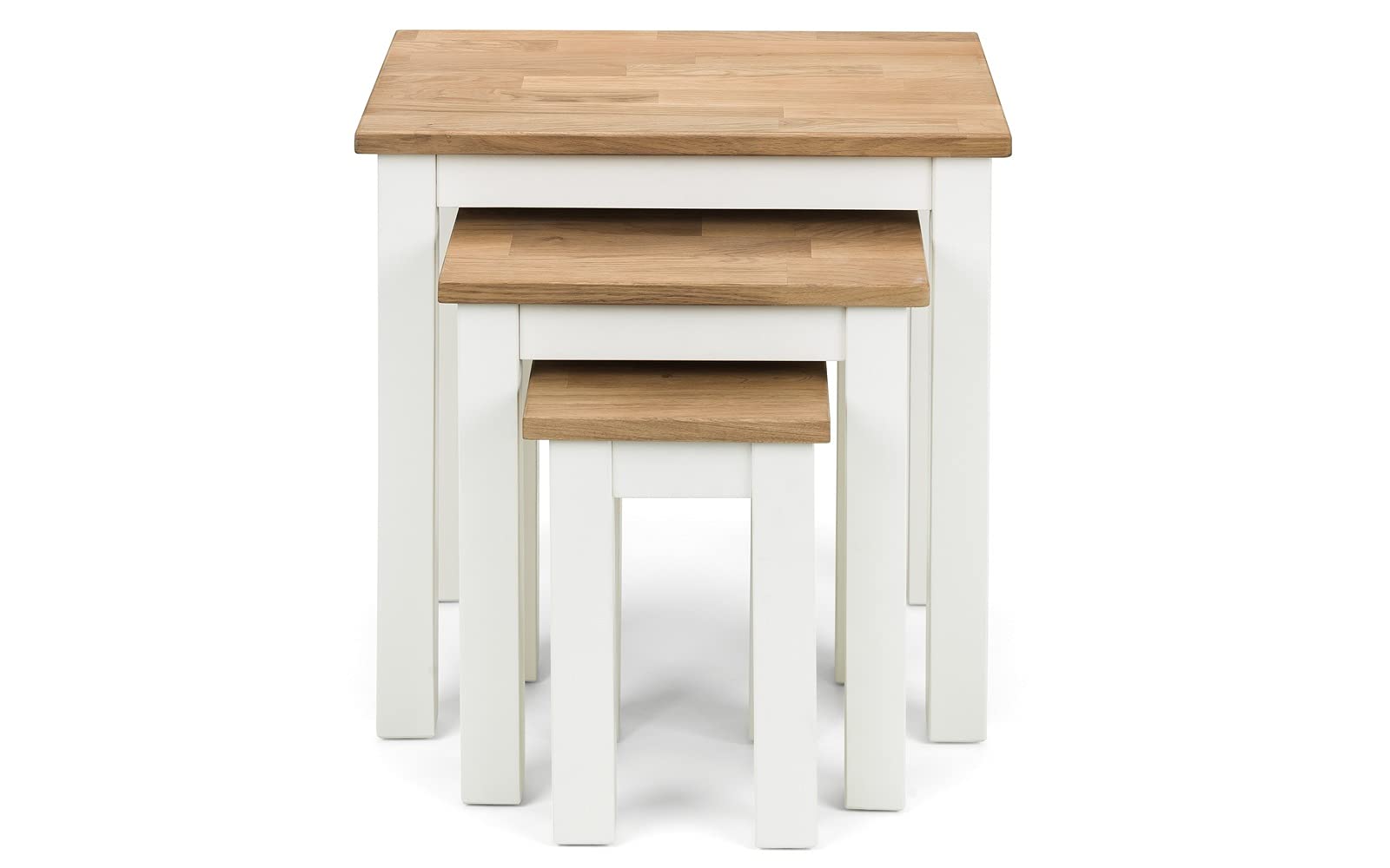 Coxmoor Nest of 3 Tables - White & Oak Finish Coffee Side Tables for Living Room, Bedroom & Office