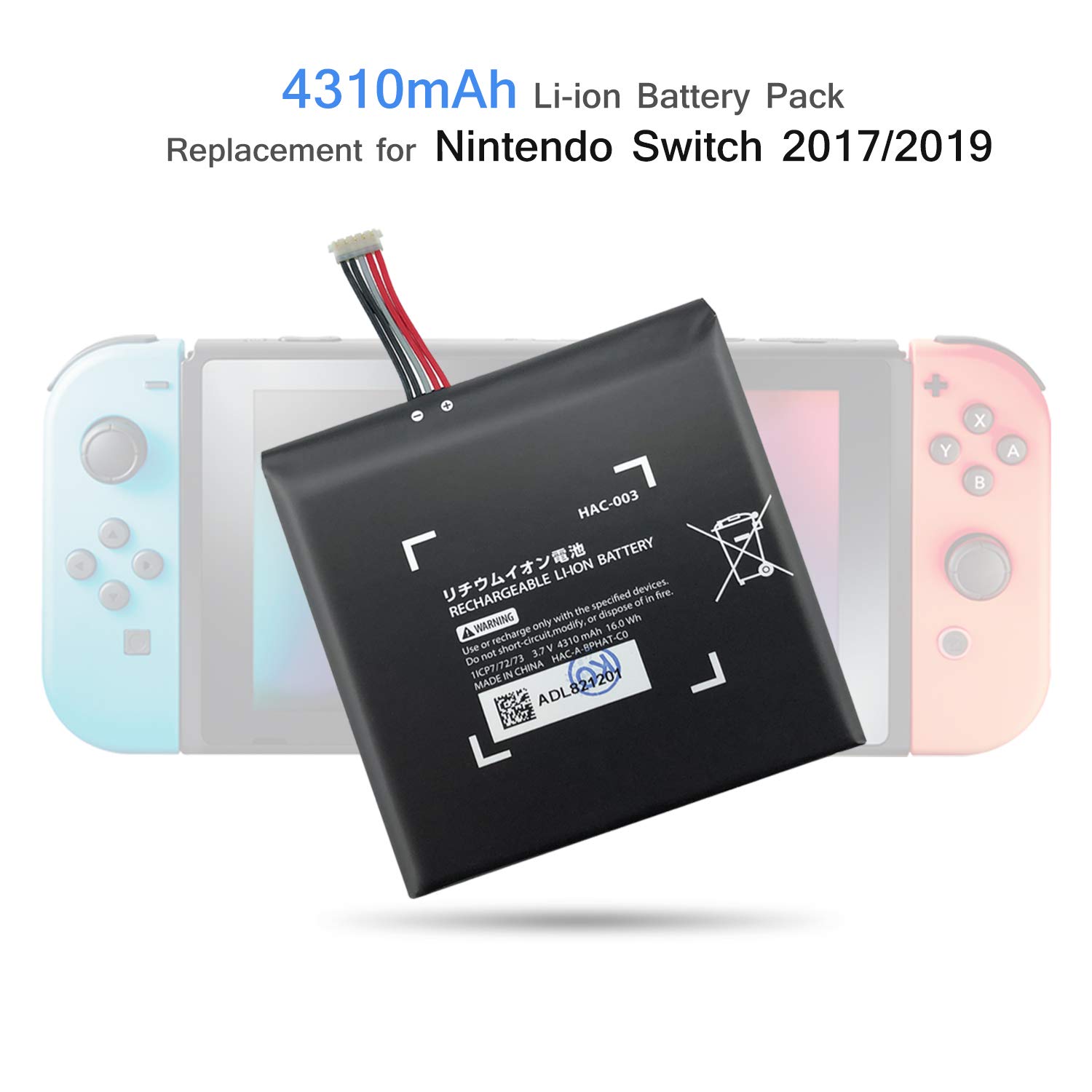 Nintendo Switch Battery Replacement HAC-003 - 3.7V 4310mAh 16Wh Internal Battery Pack for Switch Console HAC-001 | Perfect for Gaming on the Go & Extended Play Sessions