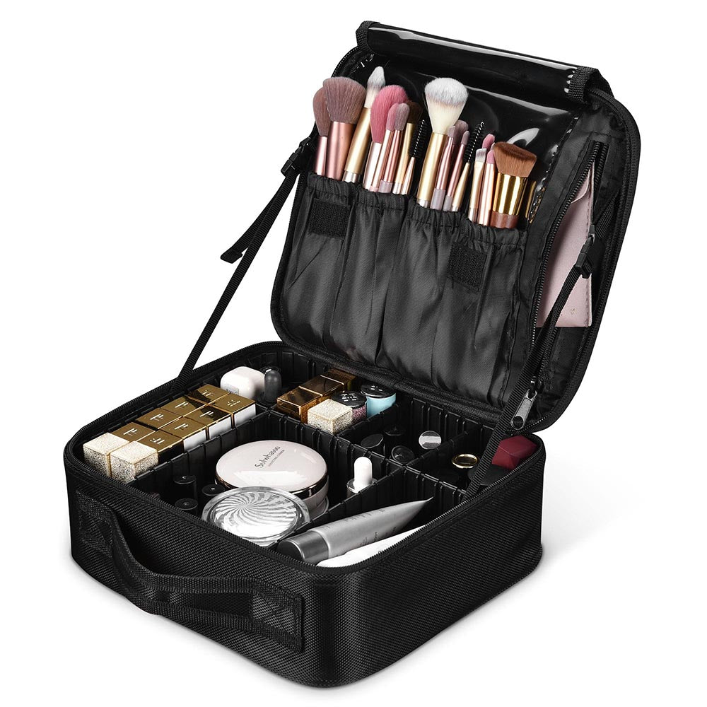 10in Makeup Case with Compartments & Brush Holder - Professional Cosmetic Organizer for Travel, Home, and Salon Use | TheLAShop