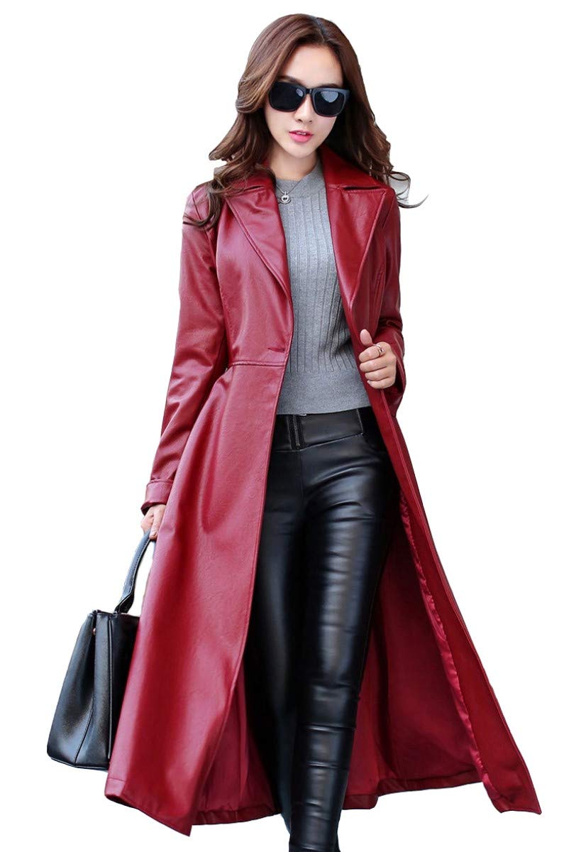 Women's Lambskin Leather Trench Coat - Premium Soft Outerwear Jacket for Fall & Winter | Fashionable Long Overcoat for Work, Dating & Special Occasions