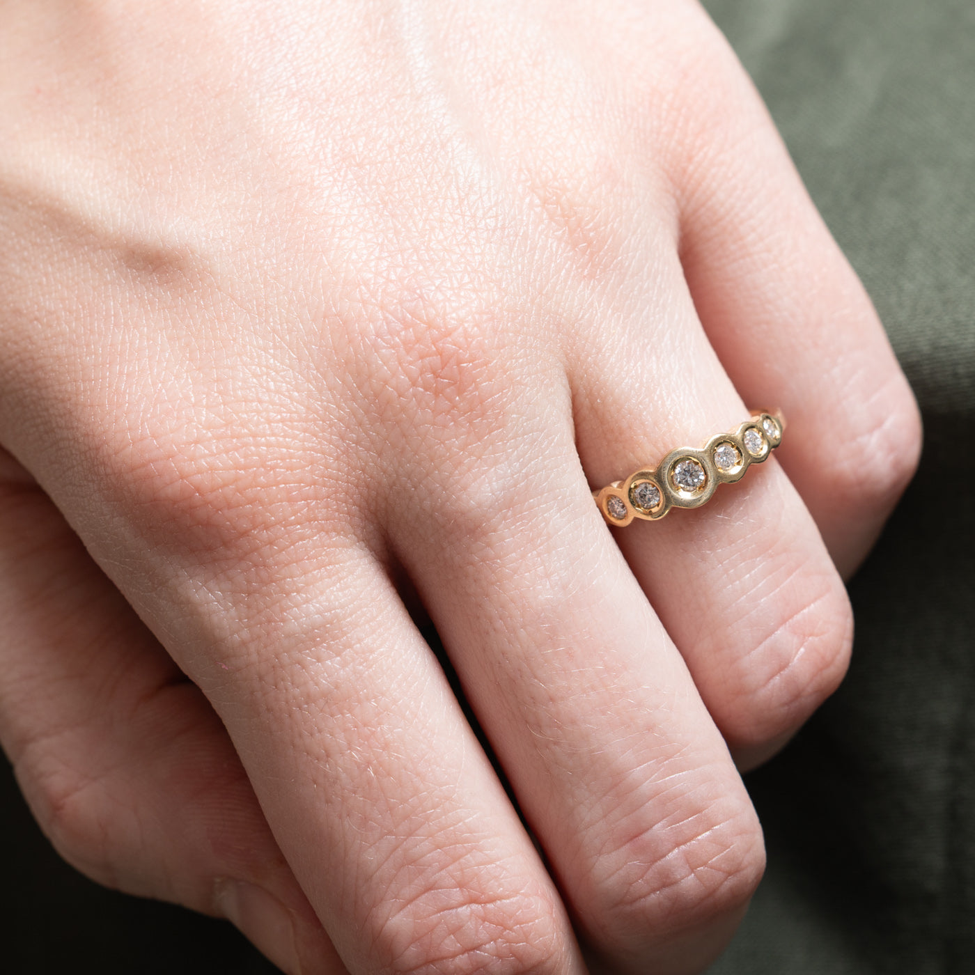 Bezel Set Multi Diamond Band Ring | 0.23ctw | Size 6 | Wedding, Engagement, Anniversary Jewelry Gift for Women