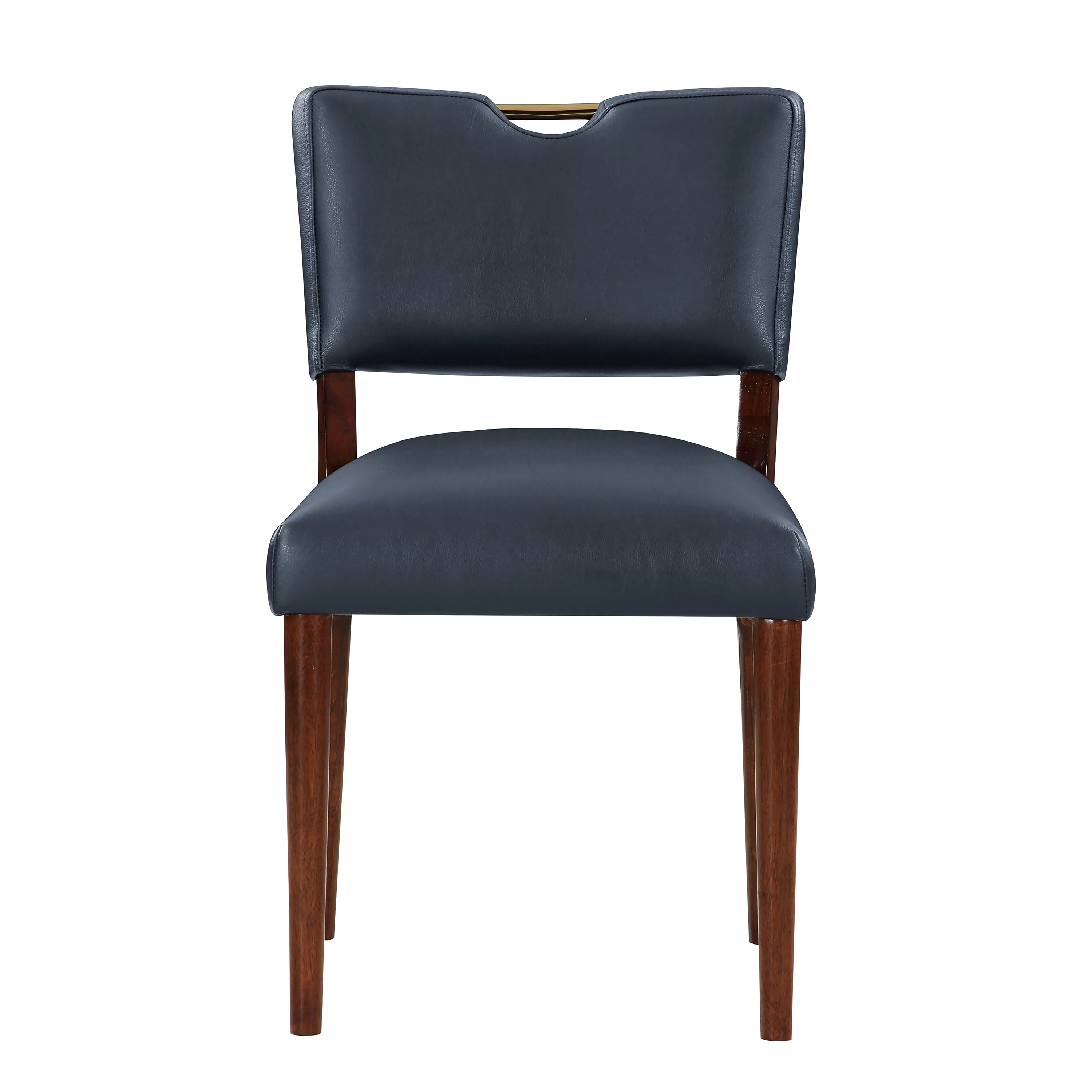 Bryson Midnight Blue Faux Leather Dining Chairs Set of 2 - Modern PU Leather Kitchen Chairs for Dining Room, Breakfast Nook & Home Office
