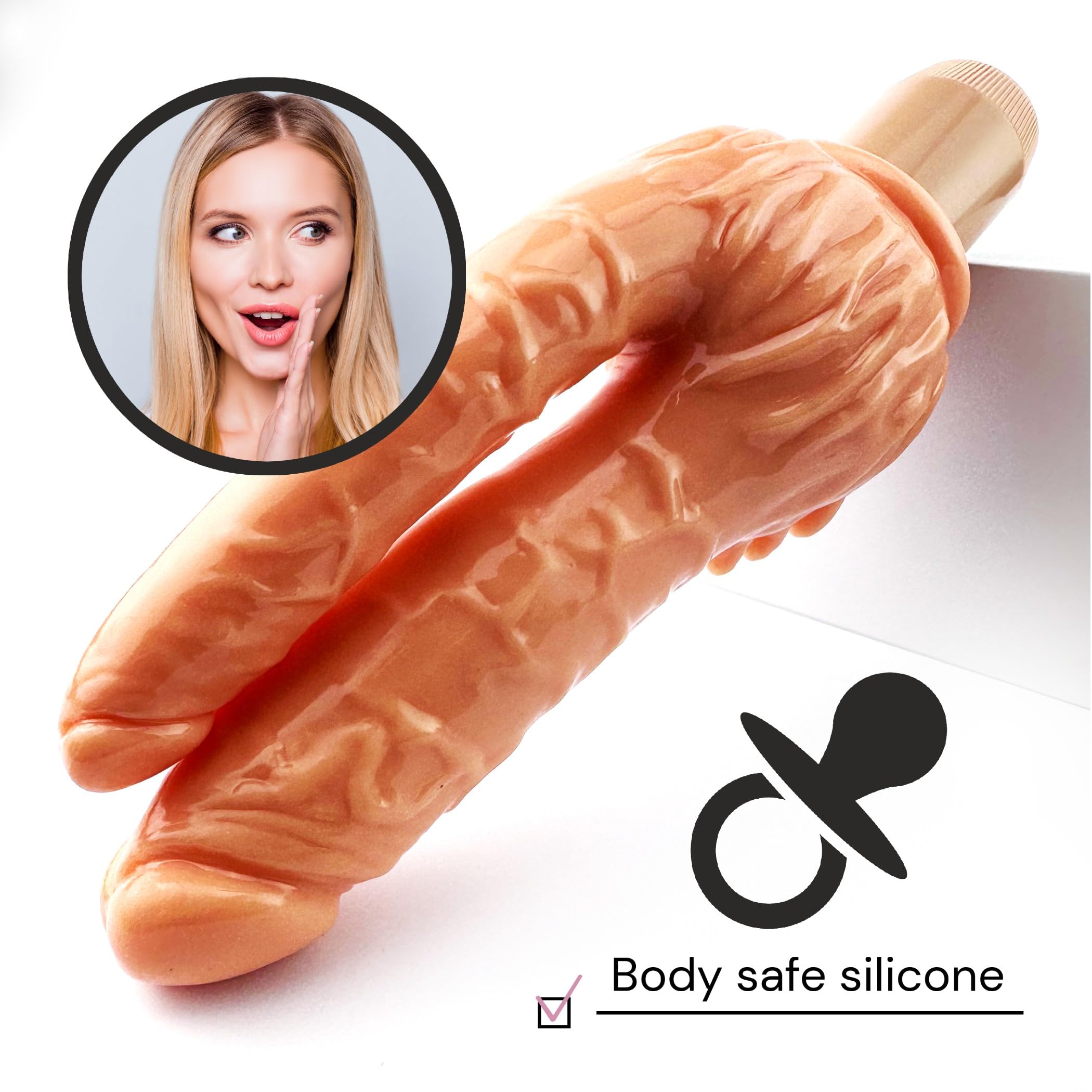 21cm Realistic Double-Ended Dildo - ABS & TPR Material, Waterproof, Adjustable for Anal & Vaginal Use - Perfect for Couples Play & Solo Exploration