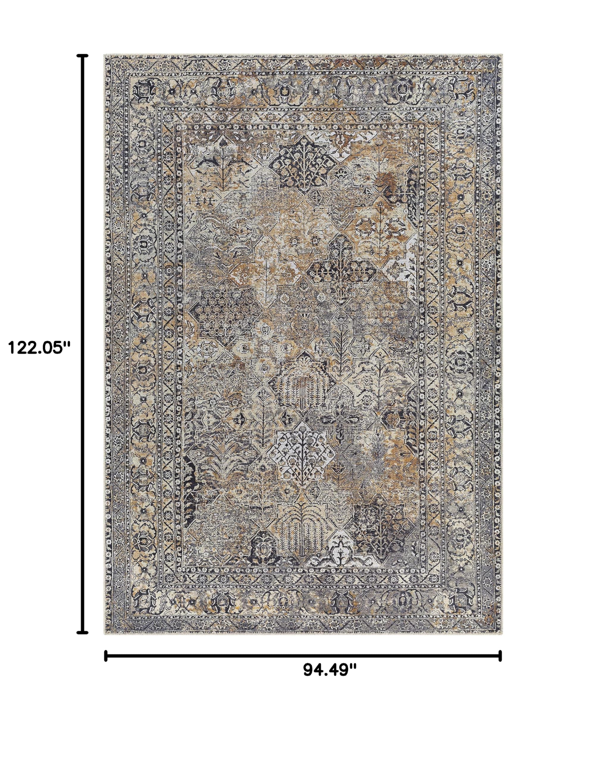 Hauteloom Dagatan Machine Washable Area Rug for Living Room & Bedroom - Soft & Durable - Black, Brown, Gray - 7'10