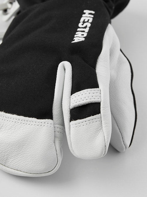 Hestra Army Leather Heli Junior 3 Finger Gloves for Kids - Black (30562 100) | Winter Sports, Skiing, Snowboarding & Outdoor Activities