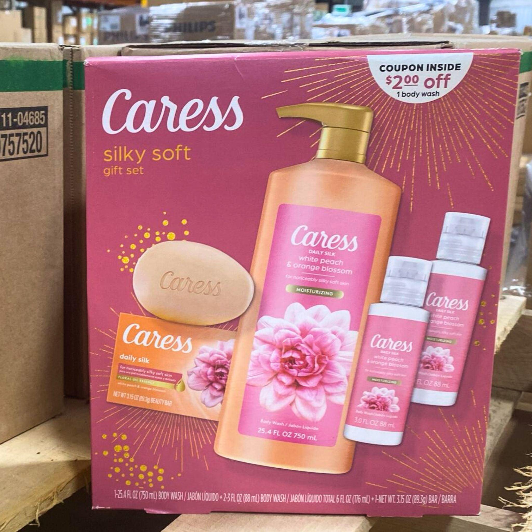 Caress Silky Soft Gift Set - Body Wash & Bar Soap (45 Pcs) for Women - Moisturizing & Luxurious Bath & Shower Essentials - Perfect for Gifts, Spa Days & Self-Care Routines
