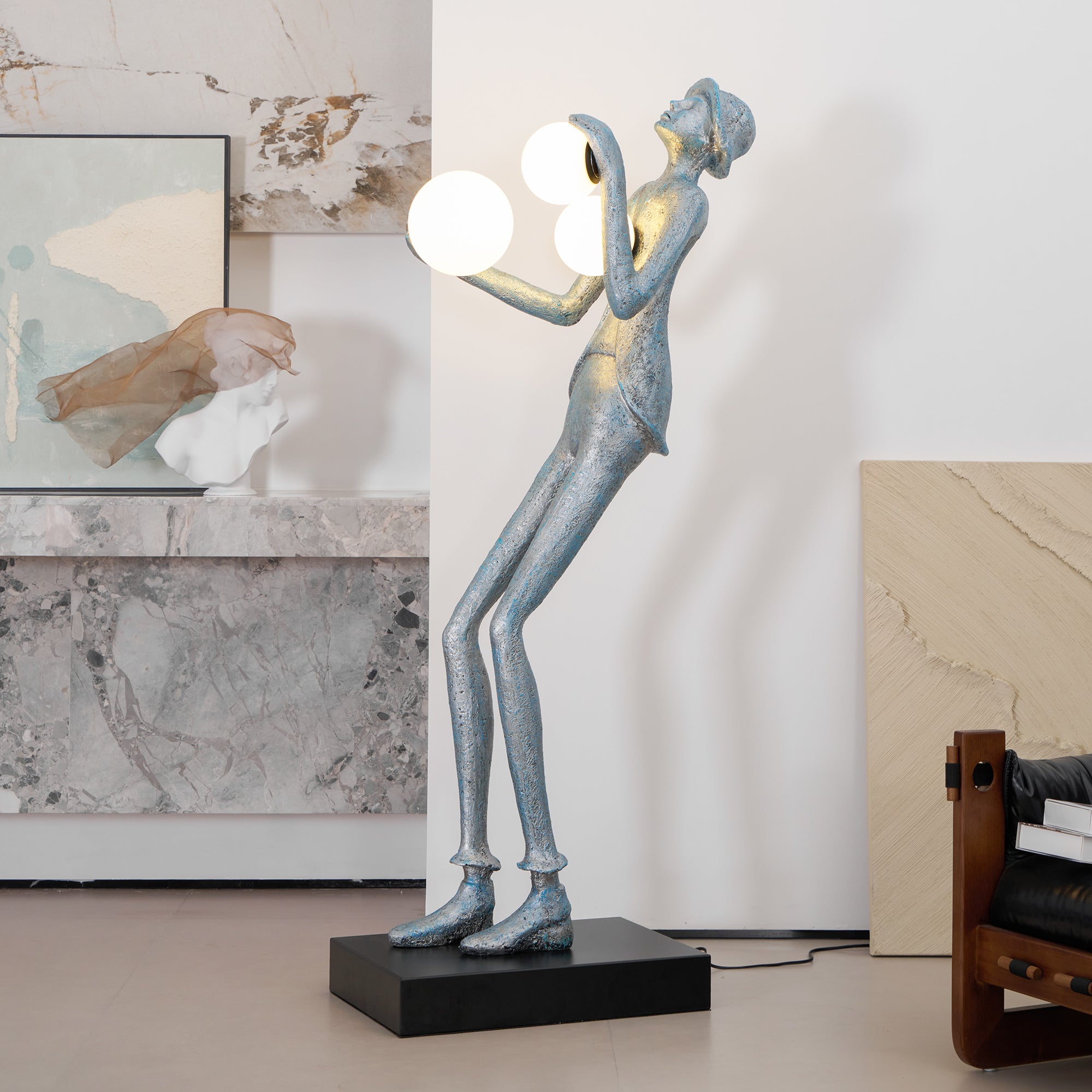 Modern Gentleman Sculpture Floor Lamp - Elegant LED Standing Light for Living Room, Bedroom & Office Decor - Perfect for Reading, Relaxing & Ambient Lighting