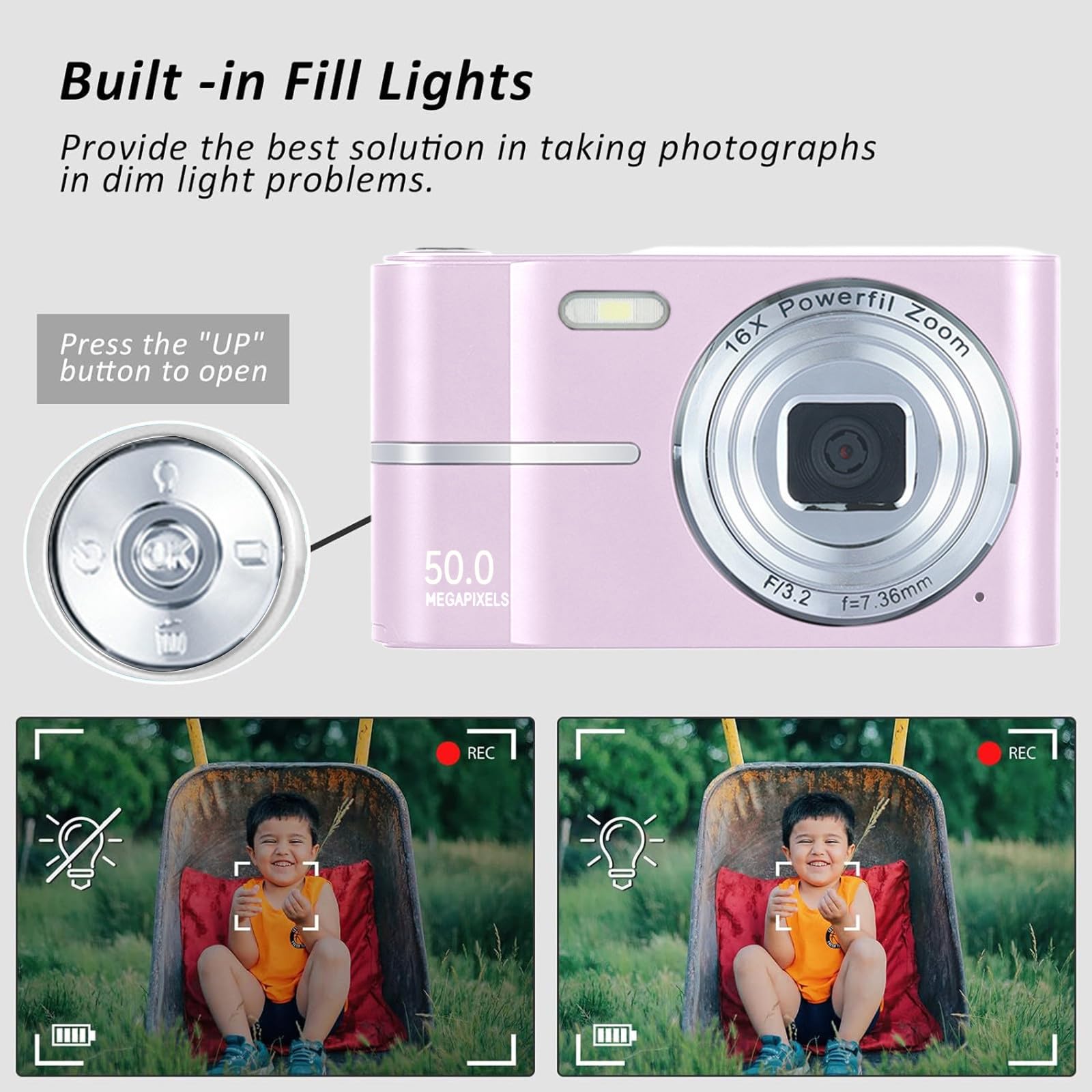 4K HD Digital Camera with 50MP Photos & 16x Zoom - Anti-Shake, Easy to Use for Beginners - Perfect Gift for Travel, Vlogging & Family Moments