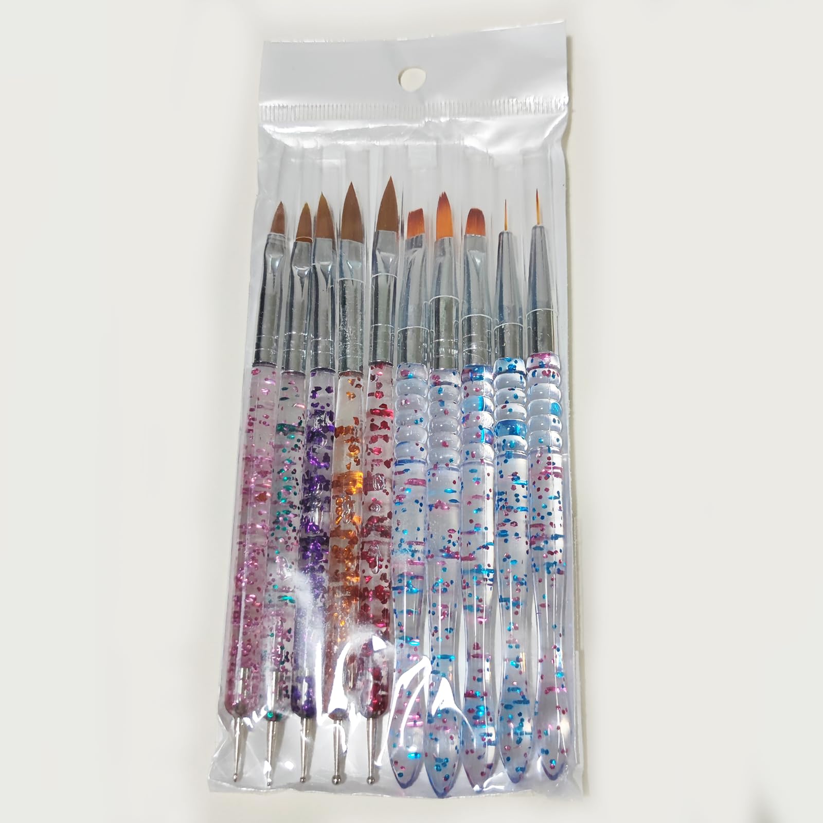 10Pcs Professional Nail Art Brushes Set with 5 Dotting Tools - Salon Quality Nail Painting Kit for Acrylic, Gel & Nail Art Designs - Perfect for Home Manicures & Professional Nail Salons