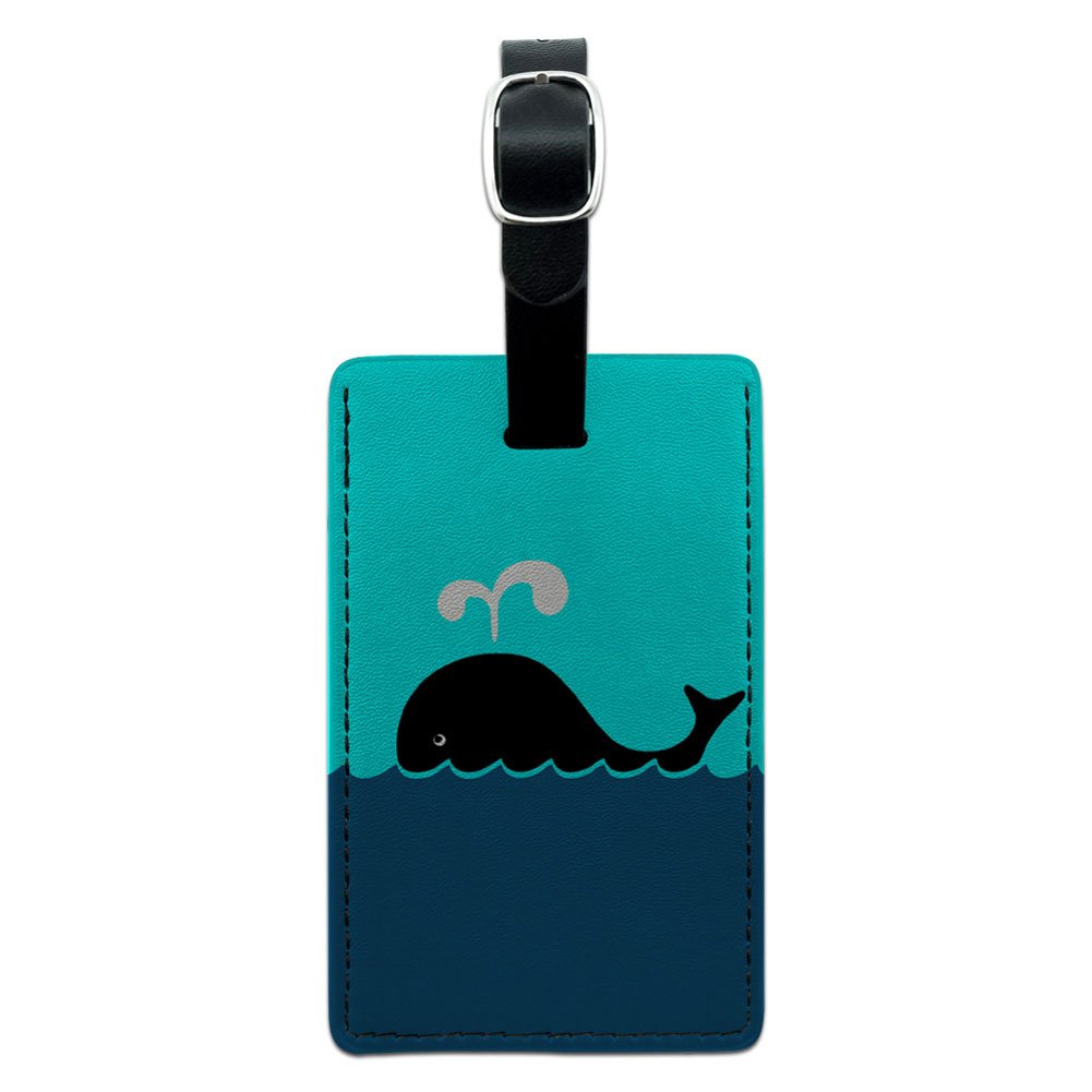 Whale of a Time Leather Luggage Tag - Personalized Suitcase ID Tag for Travel Bags & Carry-Ons - Durable Black Leather Name Tag for Vacation & Business Trips