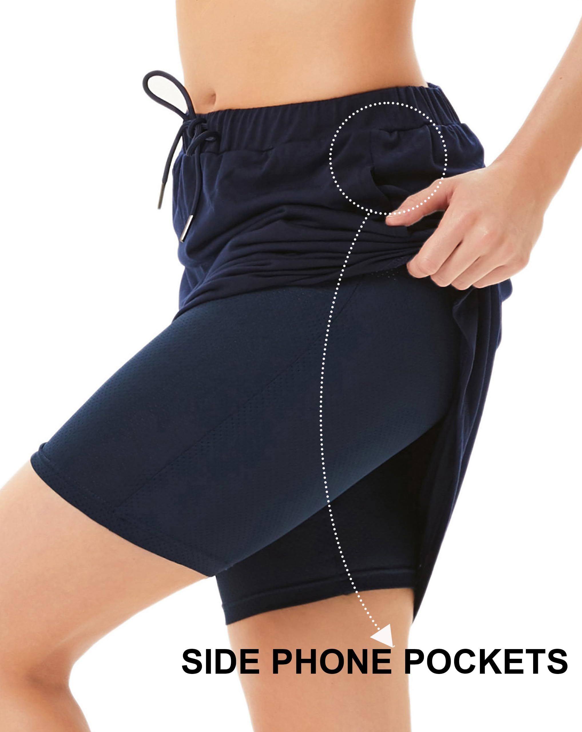 JACK SMITH Women's Stretchy Knee-Length Athletic Skorts with Drawstring Waist & Mesh-Lined Shorts Pockets - Perfect for Running, Tennis, Golf & Casual Wear